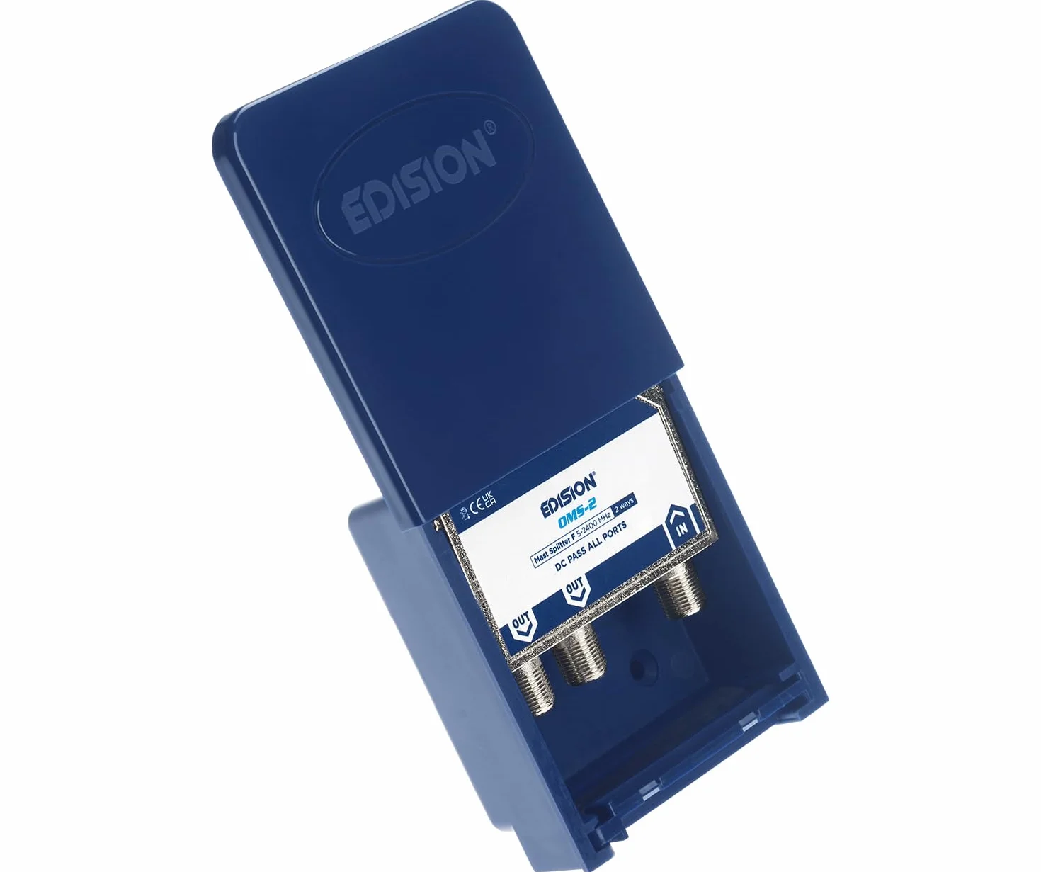 EDISION OMS-2 rozdzielacz słupkowy 2 wyjścia zewnętrzny satelitarny telewizyjny 5-2400 MHz DVB-S2 DVB-T2 DVB-C DC pas