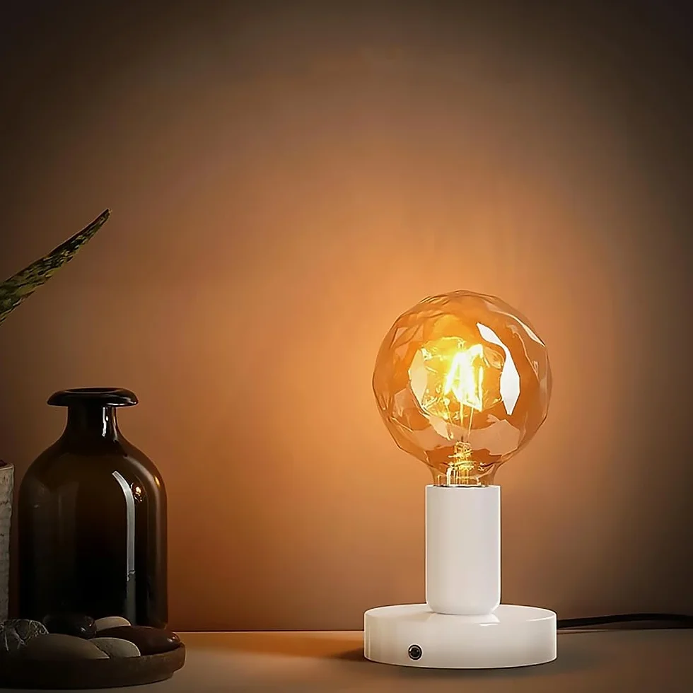 Lampa stołowa w stylu vintage, E27, oprawa lampy biurkowej, z przełącznikiem kablowym, oprawka E27, biała, z kablem sieciowym 1,8 m, pierścień śrubowy, przełącznik do zawieszenia lampy, 2