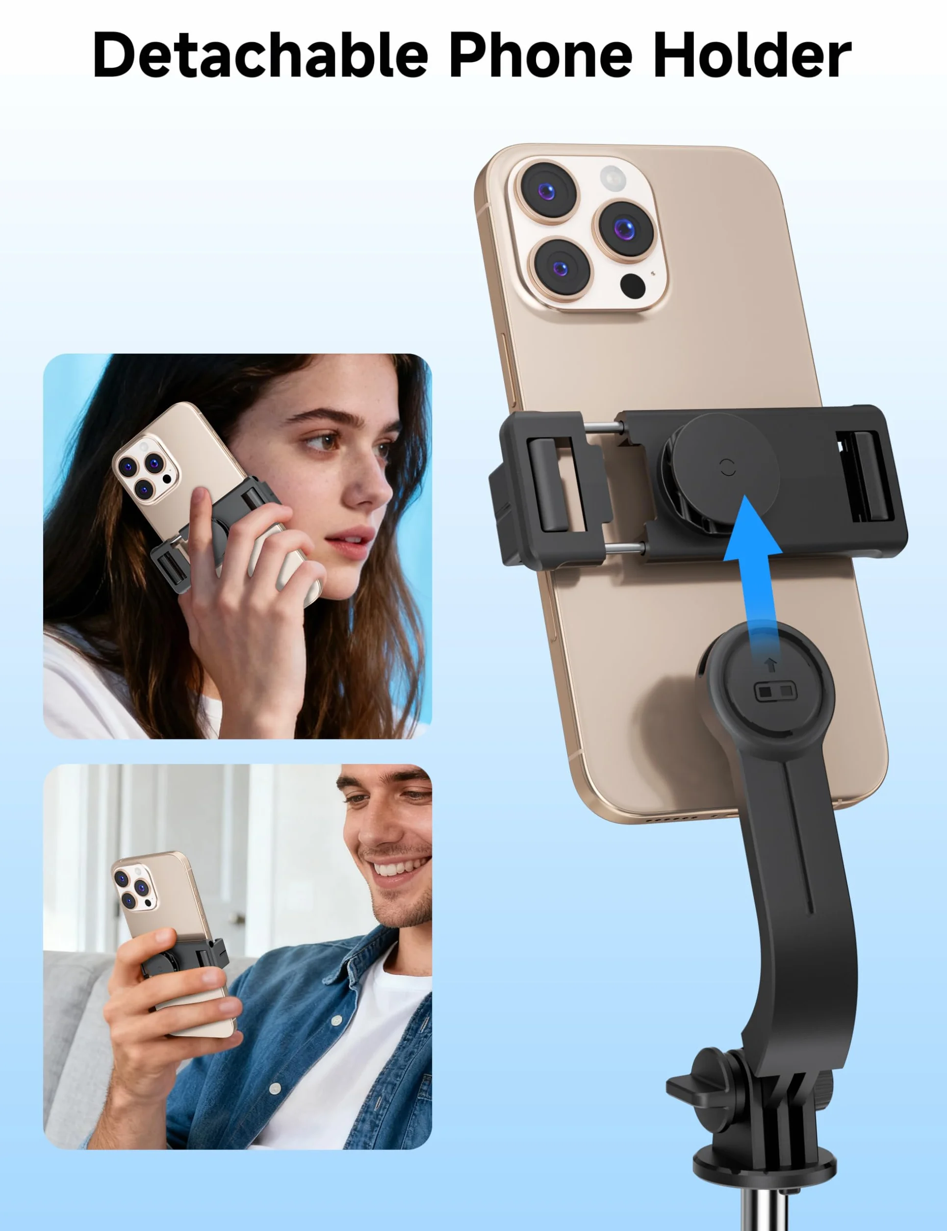 Mini statyw podróżny do selfie z lampką, wysuwany kij z pilotem do iPhone'a