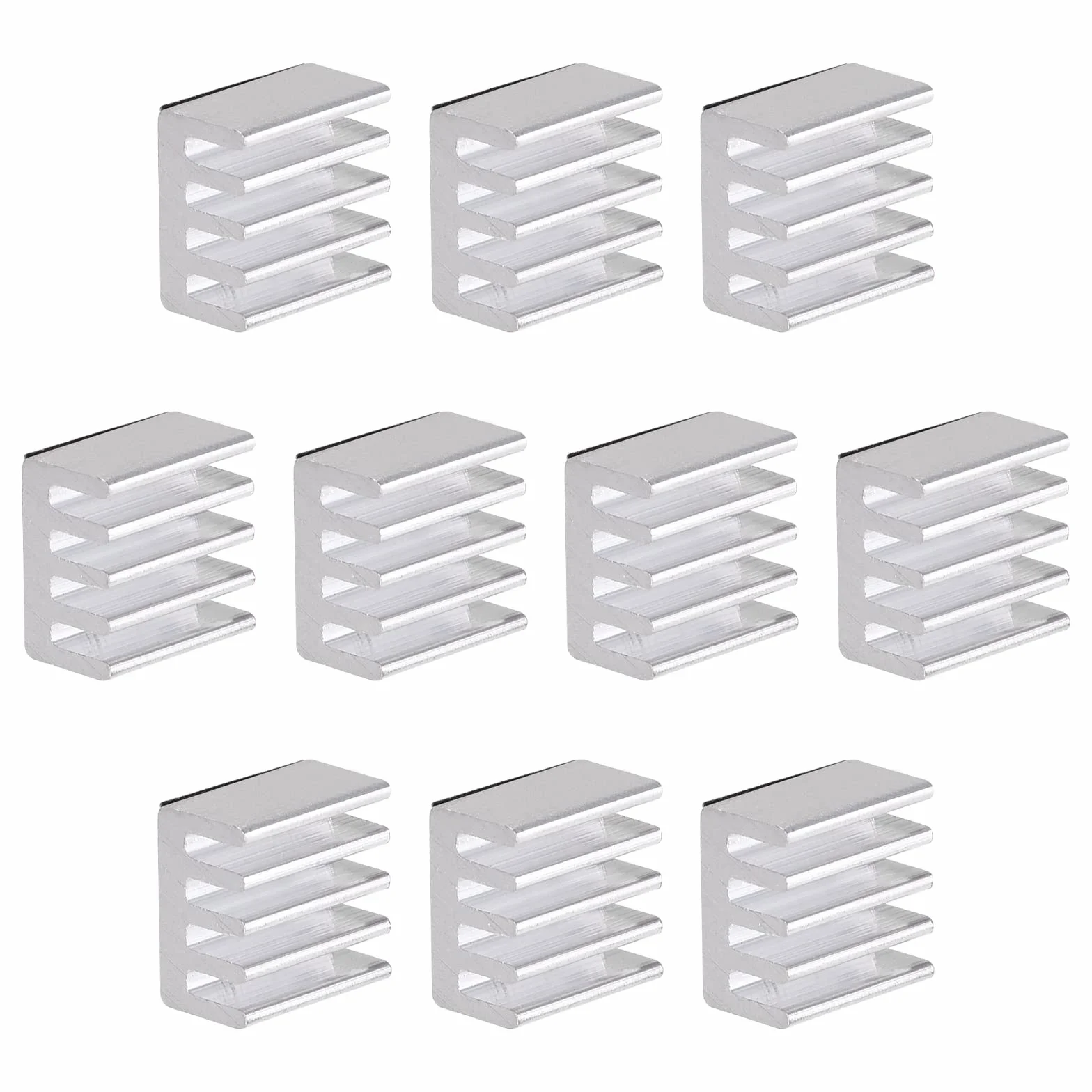 QUARKZMAN Aluminiowy Radiator x 10 szt. Samoprzylepna dyfuzyjna poduszka do drukarek 3D Komputerowy Zasilacz Tranzystor Fet IC, [Srebrny, 5x9x9mm]