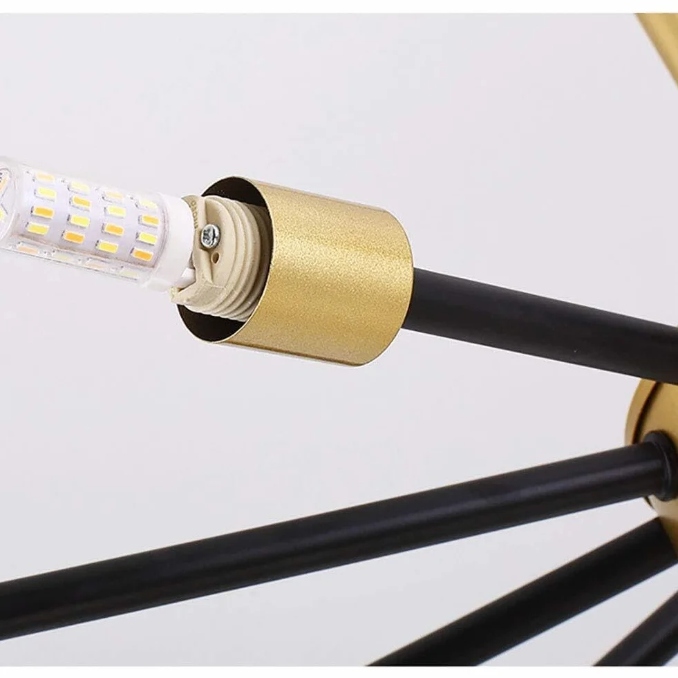 Czarne Złote Żyrandole Nowoczesne Akrylowe Wiszące Lampy Z 12 Światłami Matowy Biały Abażur Żyrandole Sufitowe Oprawy Oświetleniowe Do Salonu Bar Sklep（Gold Black-8）