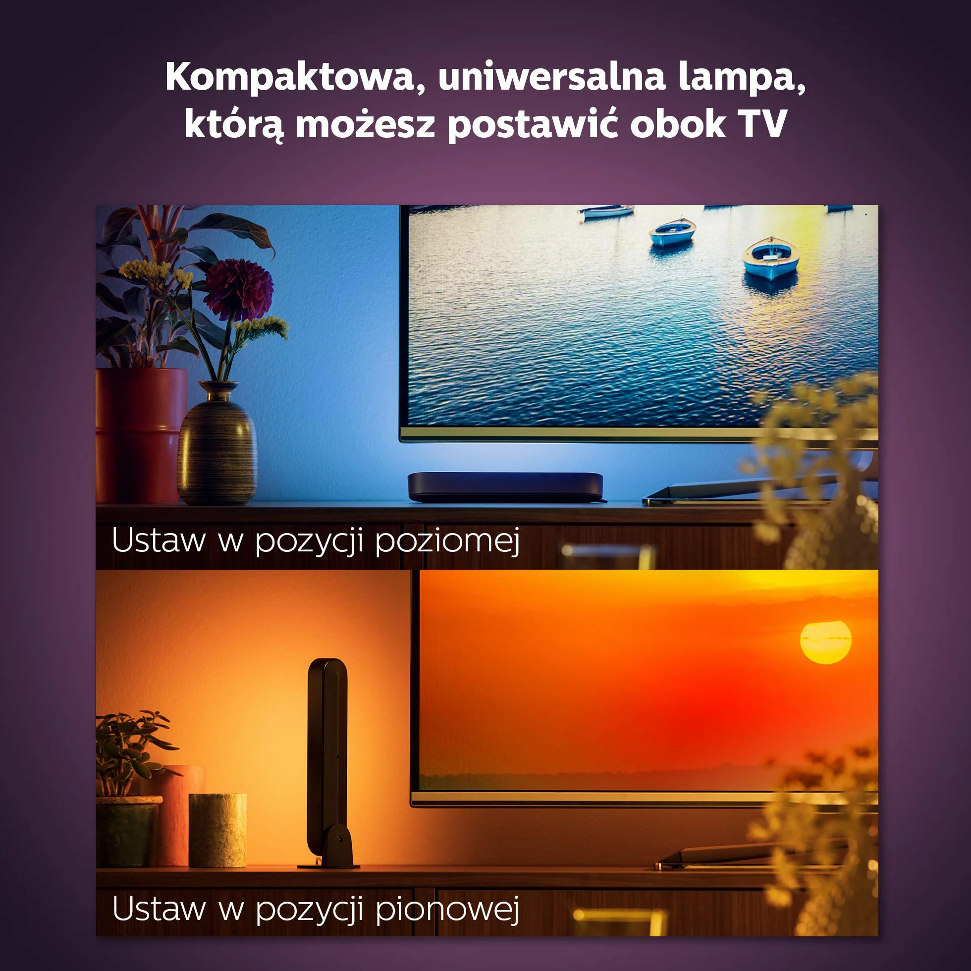 Philips Hue Play White and Colour Ambiance Smart Light Bar Podłużna Lampa (1 szt.), Oświetlenie Rozrywkowe Smart LED do TV i Gier (współpracuje z Alexą, Asystentem Google i Apple HomeKit), Czarny