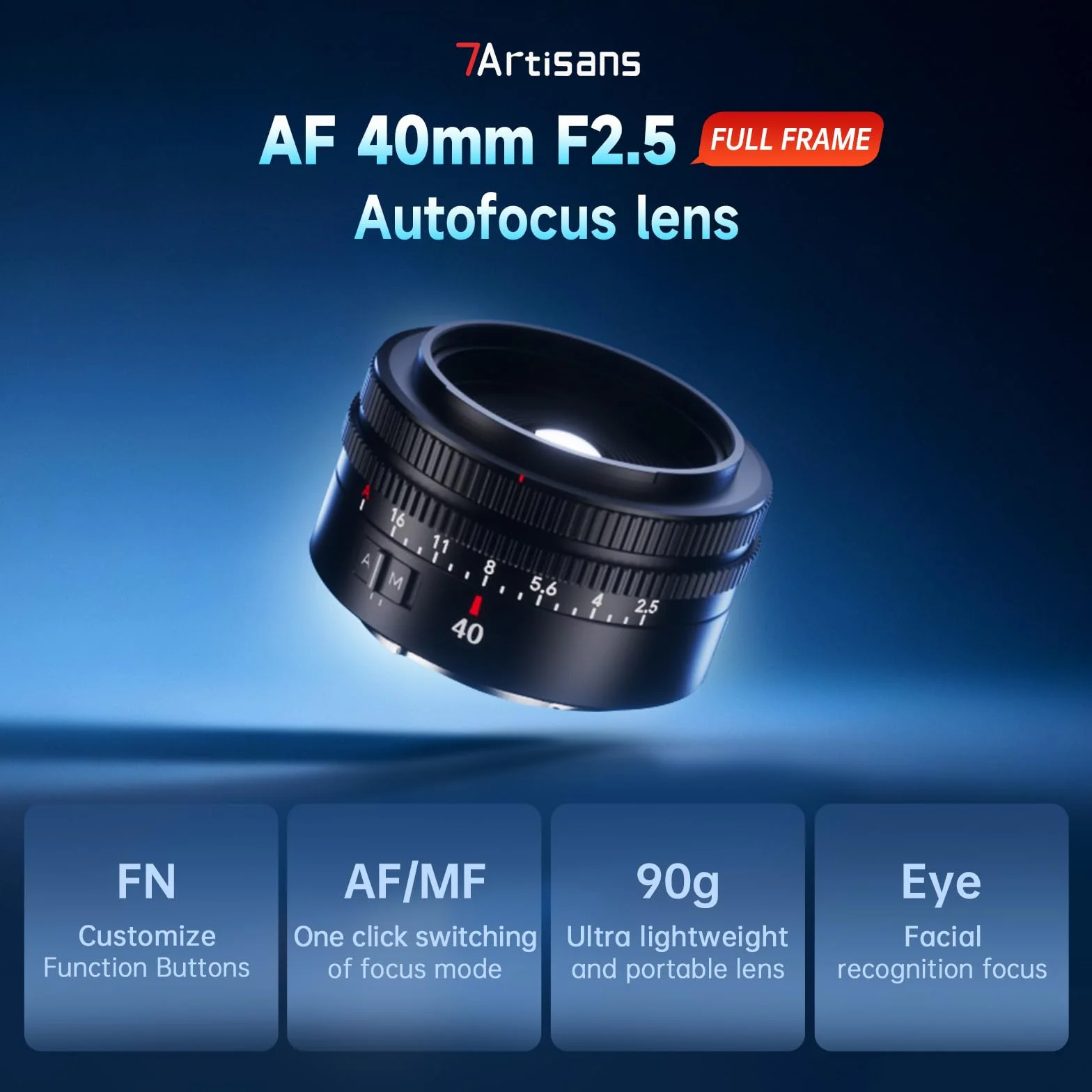 7artisans AF 40mm F2.5 obiektyw do montażu E,Obiektyw pełnoklatkowy,AF/MF,90g,kompatybilny z modelami Sony FX A1, A9, A7M, A7R, A7S, A7C, ZVE-Serie, FX3, A9II, A7M2