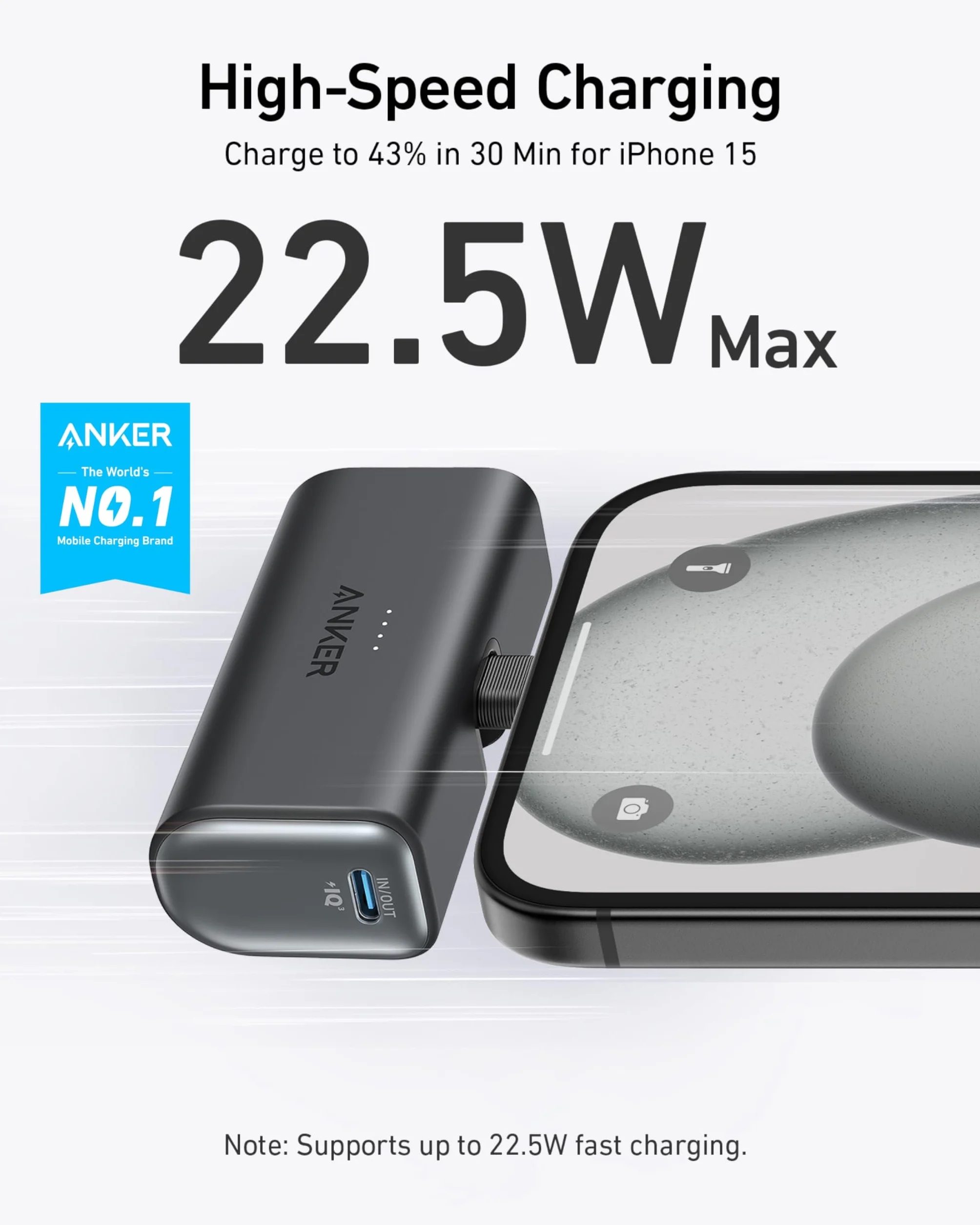Anker Nano Powerbank 5000 mAh 22,5 W składany USB-C do iPhone 16/15 Samsung S22/23