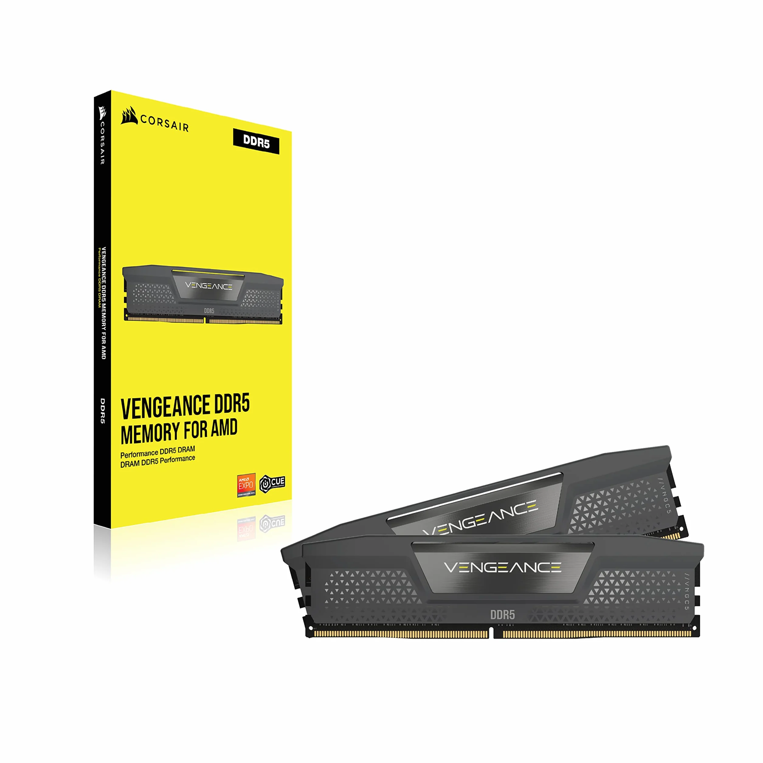 CORSAIR VENGEANCE DDR5 32GB (2x16GB) 6000MHz CL36 AMD EXPO Intel XMP iCUE Pamięć Komputerowa Szara