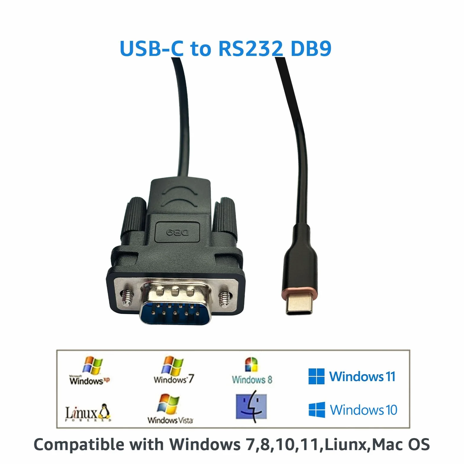 DSD TECH SH-RS232M Kabel szeregowy USB-C na RS232 DB9 z chipem FTDI do Windows Linux Mac