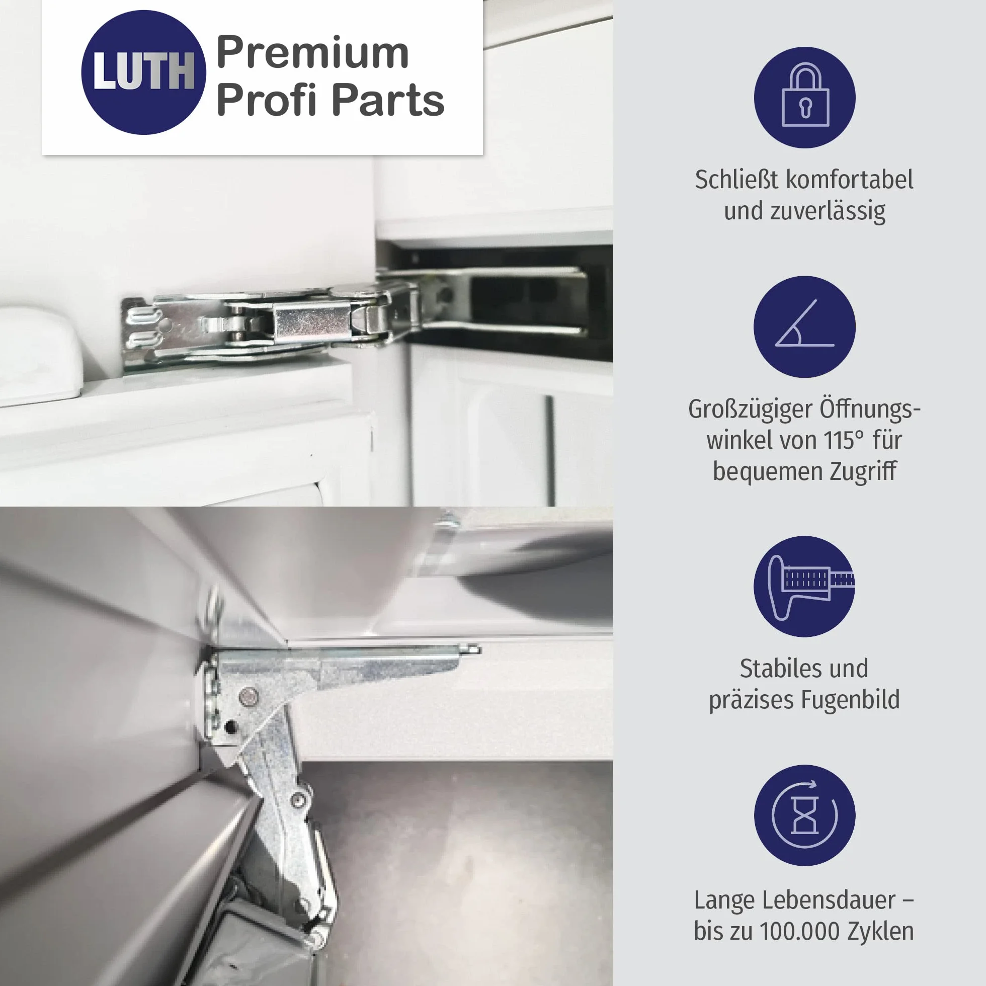 LUTH Premium Profi Parts Zawias drzwiowy zestaw zawiasów do lodówki, kompatybilny z Bosch Siemens Neff AEG Constructa Balay 00481147 481147