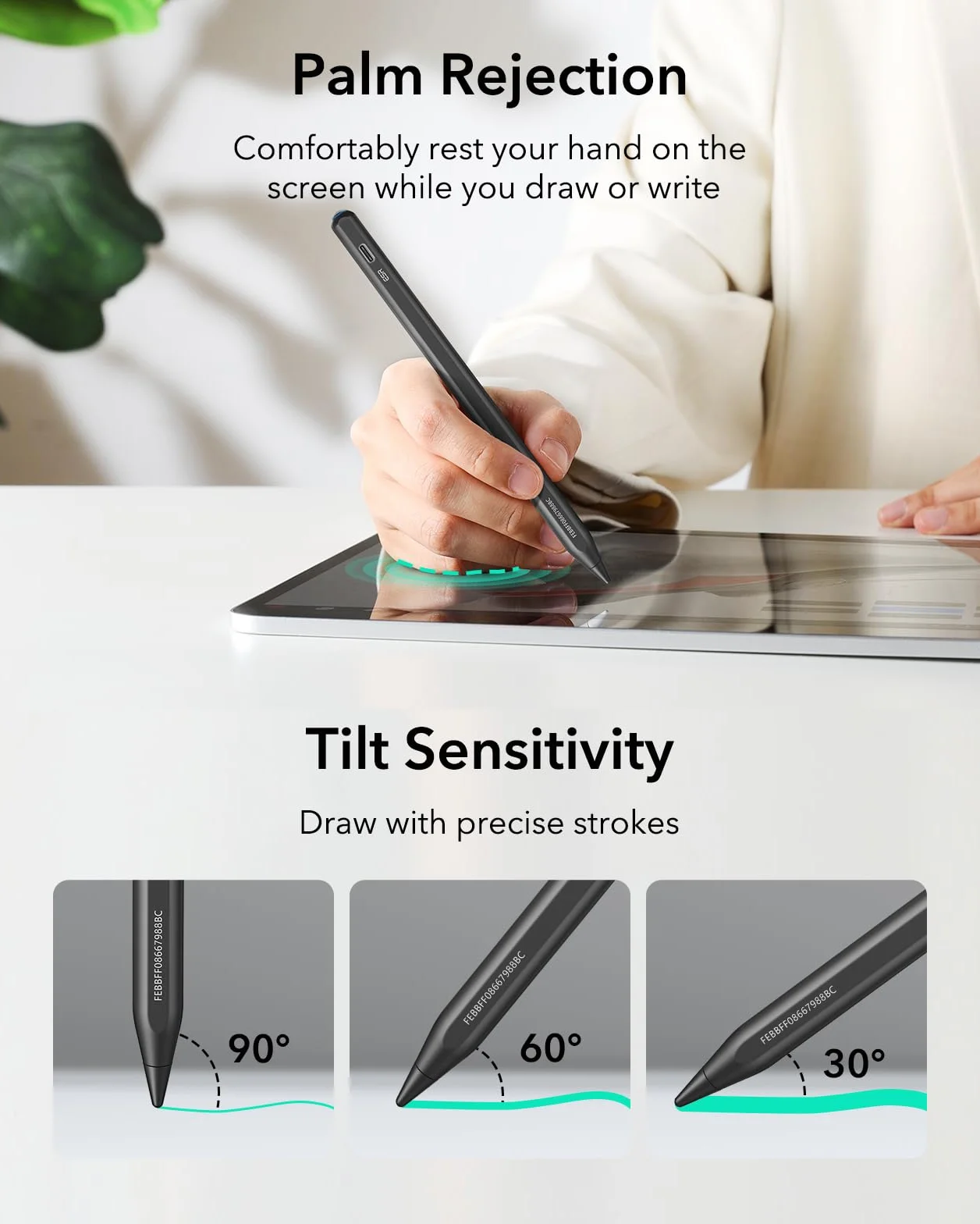 ESR Geo Digital iPad Pencil Findmy kompatybilny z Apple iPad 2018-2025, czarny