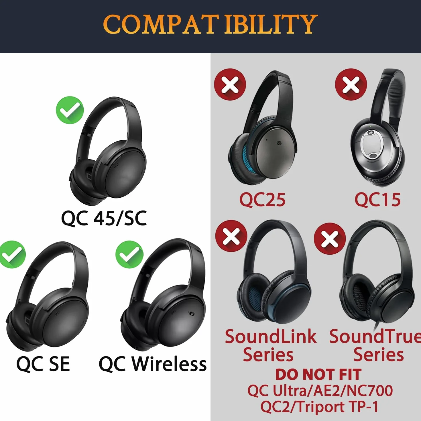 SOULWIT wymienne poduszki nausznik do Bose QuietComfort 45 (QC45)/QuietComfort SE (QC SE) /New Quiet Comfort Wireless Słuchawki Over-Ear, słuchawki z bardziej miękką skórę białkową