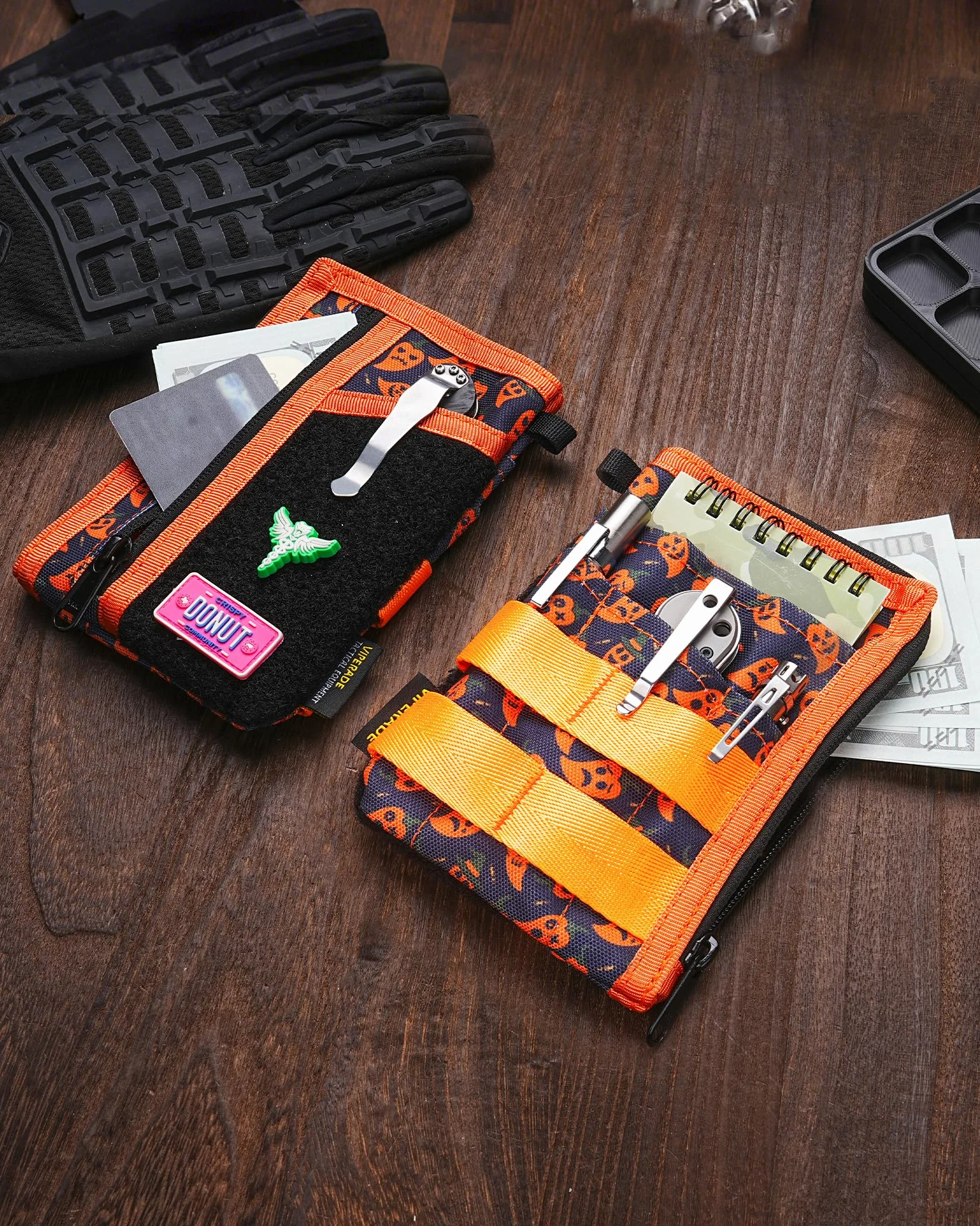 VIPERADE VE36 smukła torba EDC ze strefą na naszywki DIY, minimalistyczny portfel dla mężczyzn, organizer EDC na multitool