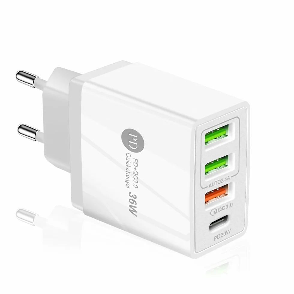 Ładowarka szybka 36 W PD QC3.0 USB C 4 porty uniwersalny do iPhone Samsung Huawei Xiaomi