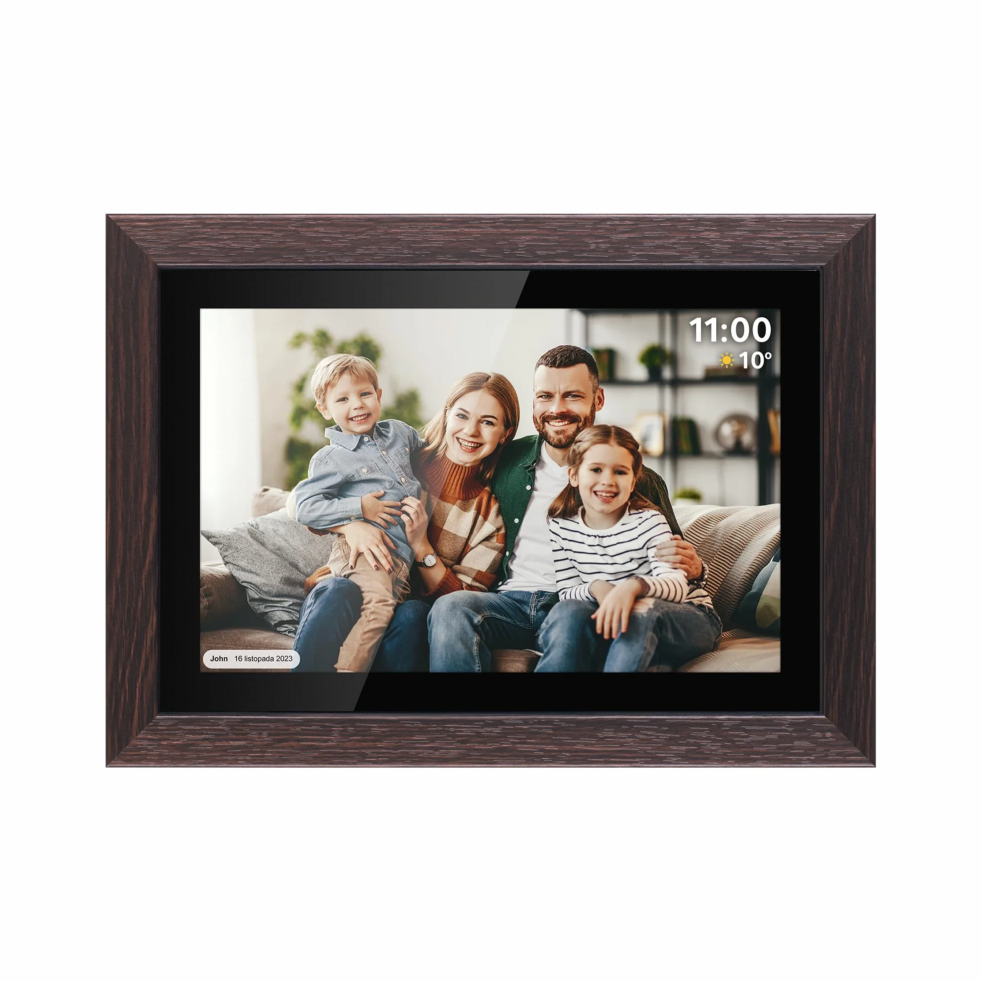 Krüger&Matz Cyfrowa Ramka na Zdjęcia FRAMEO 1280x800 px 10,1" Wi-Fi MicroSD Odtwarzanie Klipów Wideo Timer Pogoda Drewniana Ramka KM1102