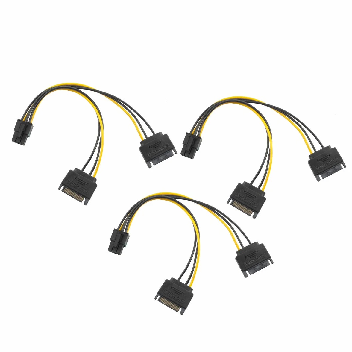 Kabel zasilający PCIe 6-pinowy na podwójny SATA 10 cm 2 sztuki