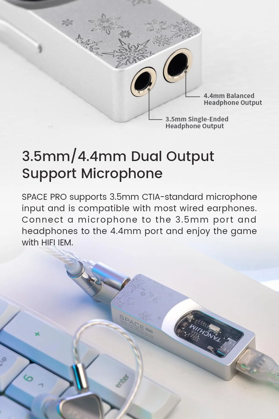 TANCHJIM SPACE PRO przenośny DAC wzmacniacz słuchawkowy CS43198 PCM 32bit/768kHz DSD256 wyjścia 3,5 mm 4,4 mm