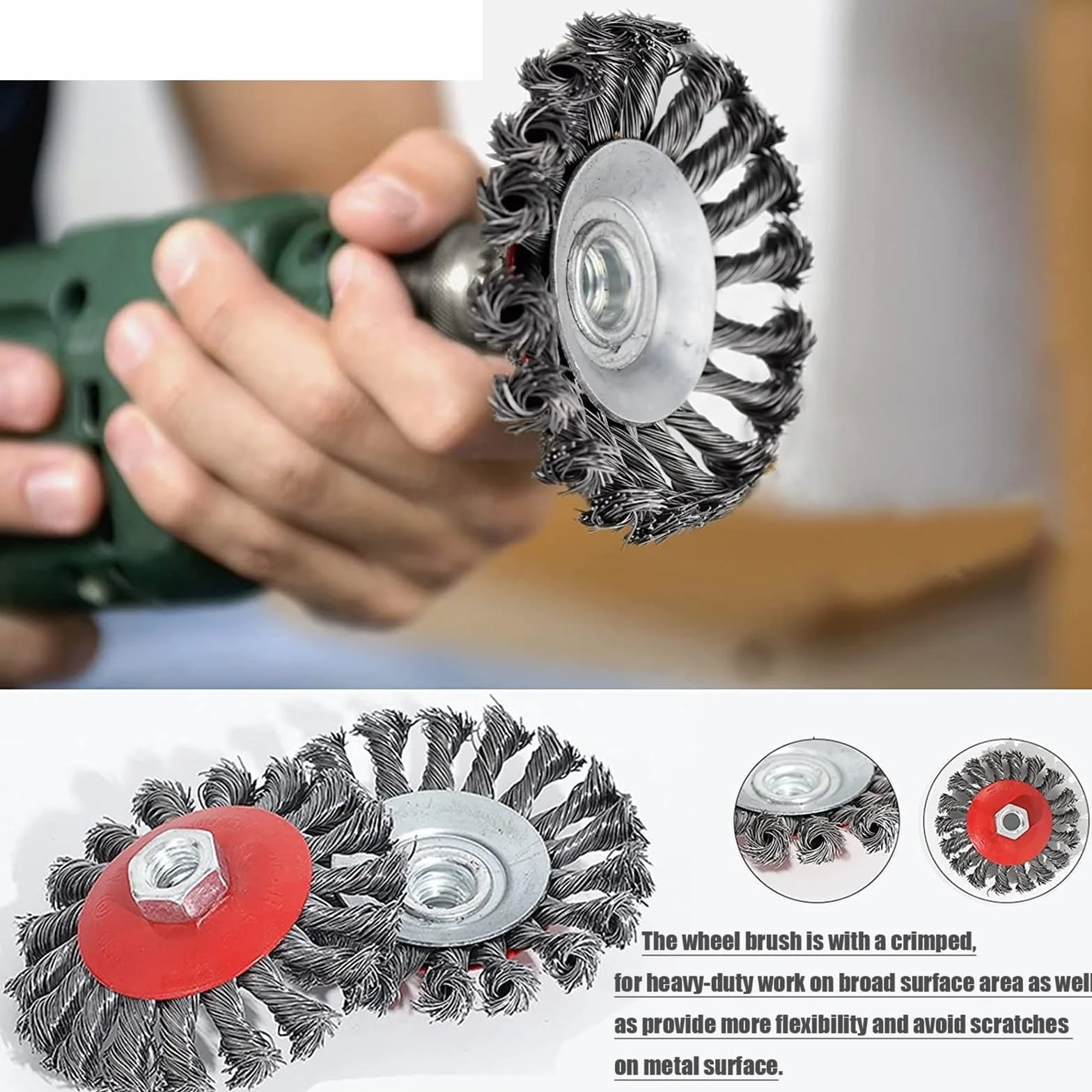 Szczotki metalowe, tarcze miseczkowe, Zestaw szczotek garnkowych do kół ze stali węglowej, 4 cale, 5/8-11 cali i M14, 6 szt(6pcs,M14)