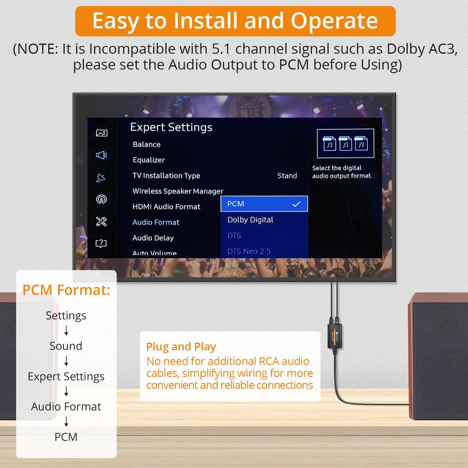 Neoteck Cyfrowo-analogowy konwerter audio 192 kHz 24 bity DAC SPDIF na RCA 1,8 m