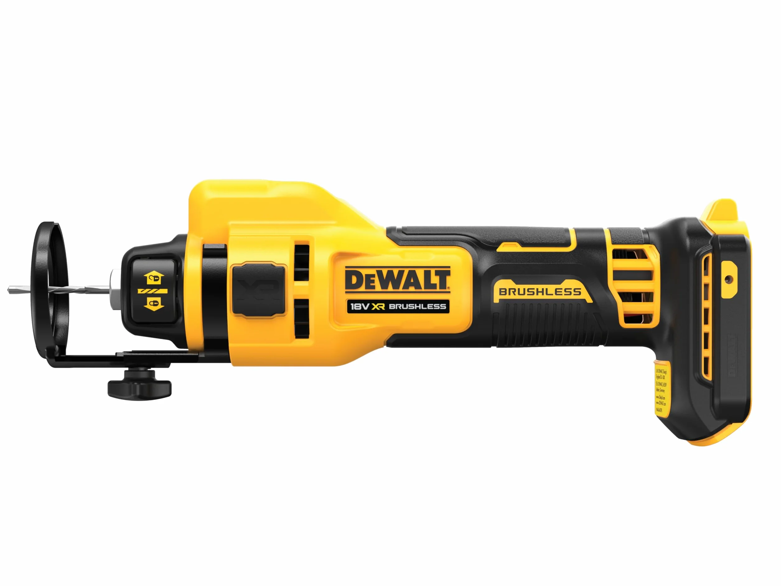 DEWALT DCE555N-XJ XR 18V Piła do cięcia, bezszczotkowa do płyt kartonowo-gipsowych, 26 000 obr./min, światło LED, w zestawie szczypce 3,2 mm i 6,4 mm