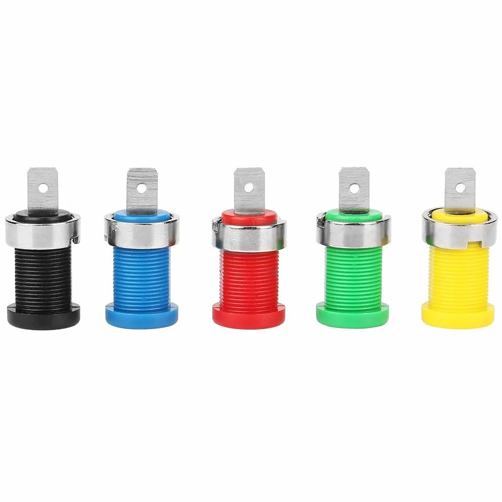 10pcs Prise Banane Jack Couleur Mixte Connecteurs Fiche Banane 4.0mm Connecteur pour montage sur Panneau Prise de Reliure de Sonde