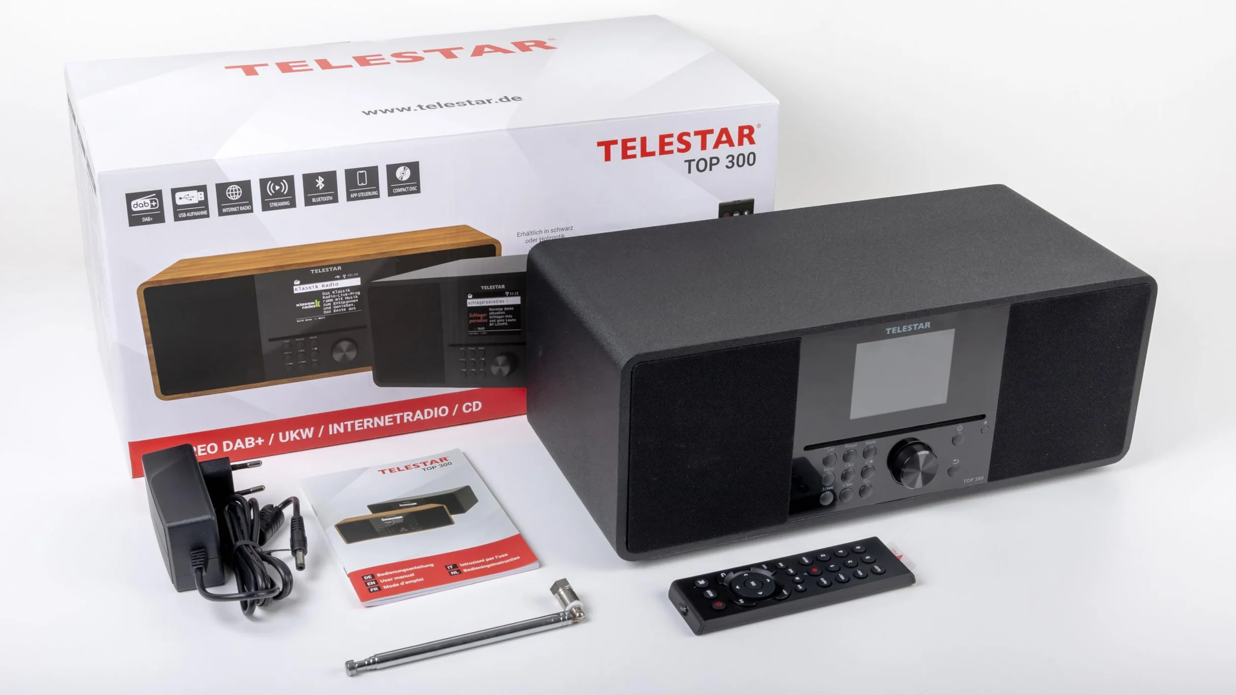 TELESTAR TOP 300 DAB+ radio internetowe z odtwarzaczem CD stereo 2×15 W Bluetooth czarny