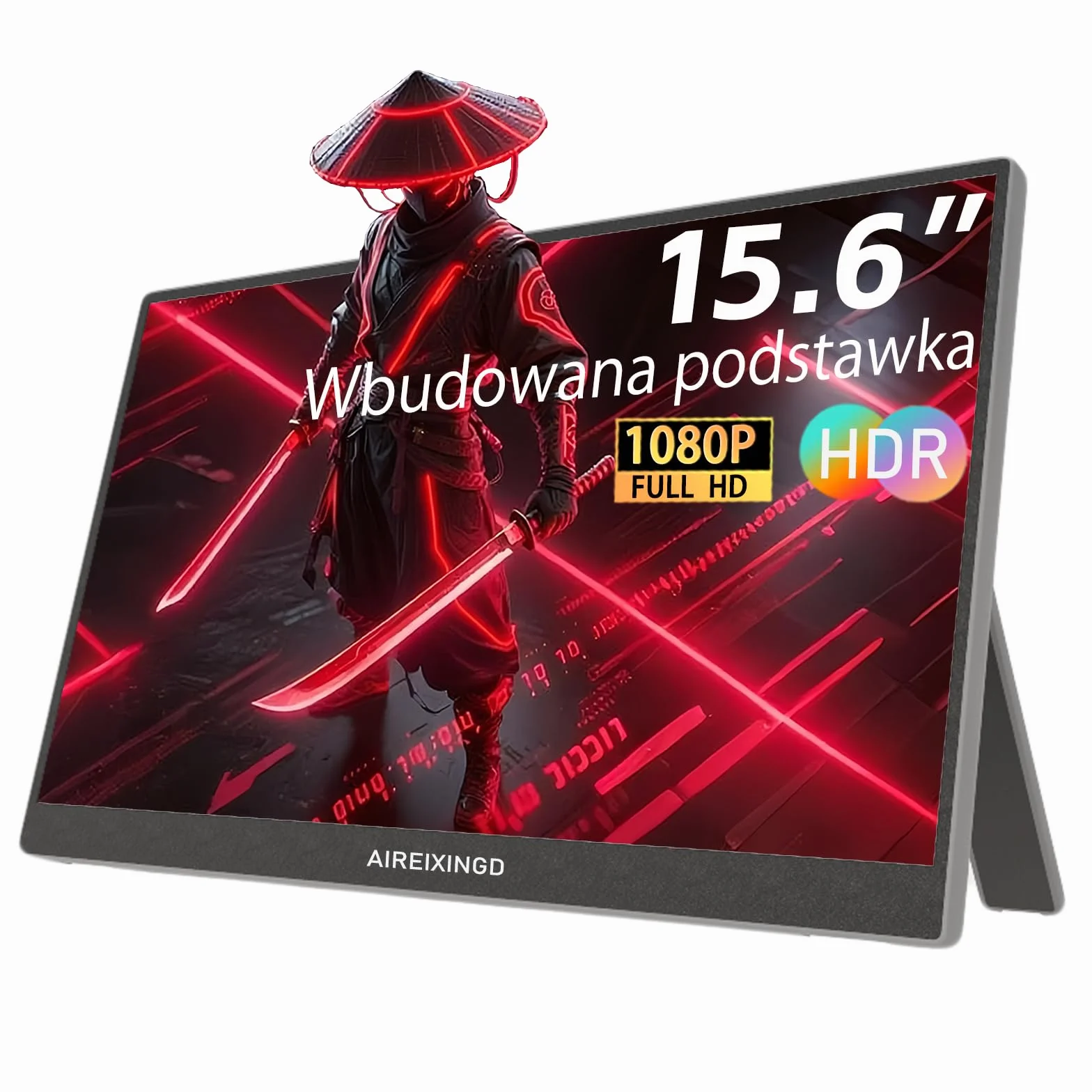 Przenośny monitor, 15,6" 1920×1080 FHD IPS przenośny ekran do laptopa ze stojakiem, montaż VESA,drugi ekran do laptopa/PC/Mac/PS5/Xbox - złącze USB C i HDMI [Klasa energetyczna A]