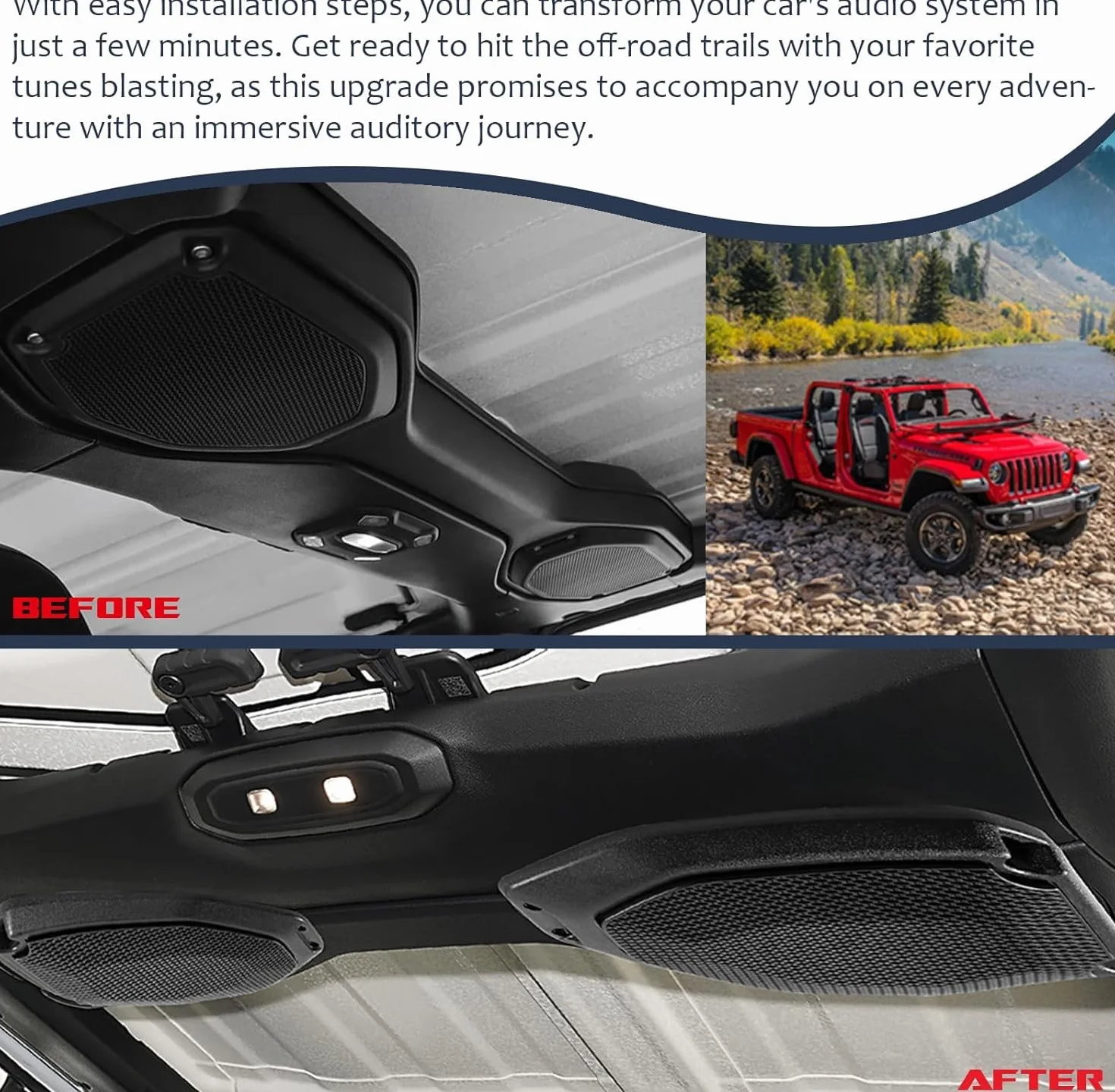 Adapter głośnika do Jeep Wrangler JL & Gladiator JT 2018-2024 6,5 cala zestaw drzwi wejściowych z adapterem głośnika wysokotonowego tylne głośniki sufitowe zestaw 2