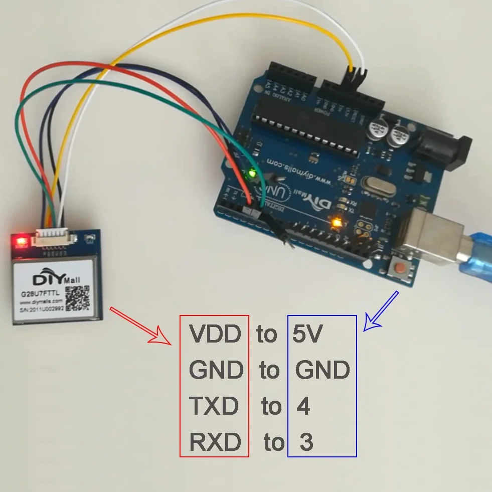 DIYmalls G28U7FTTL moduł odbiornika GPS 3.3V-5V z ceramiczną anteną NMEA-0183