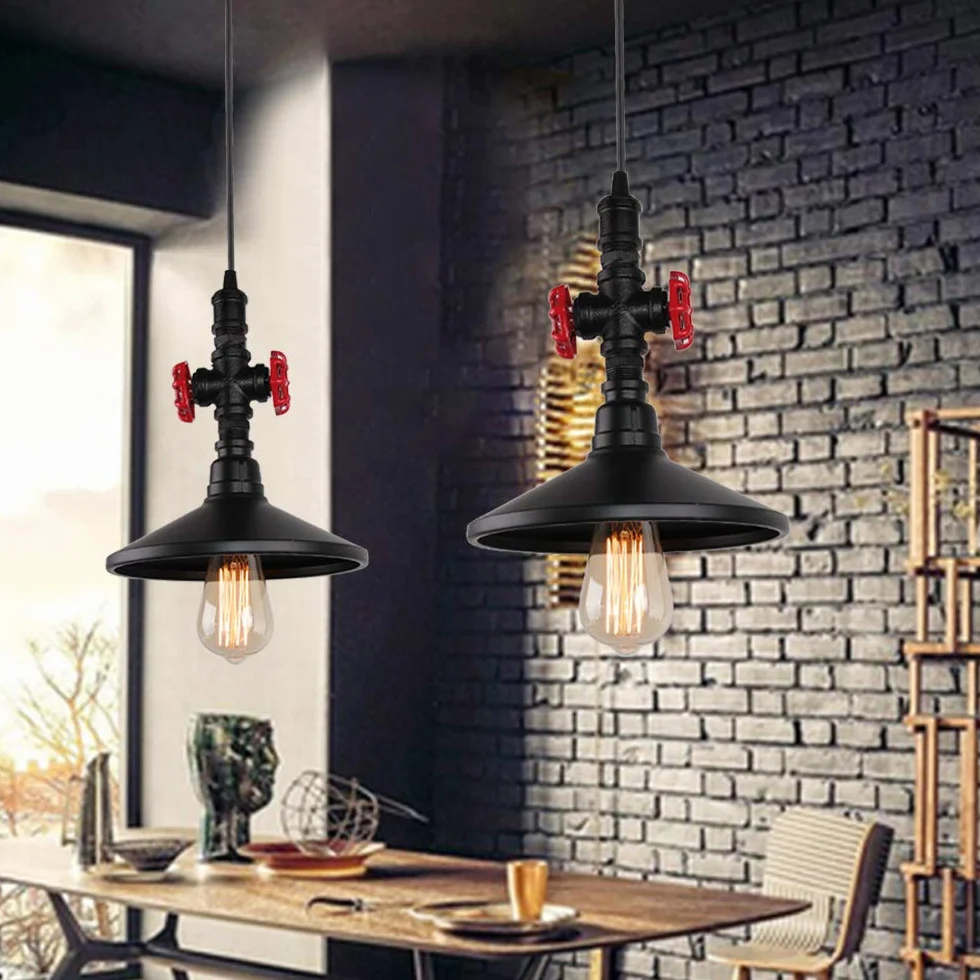 iDEGU Lampa wisząca przemysłowa, żyrandol sufitowy, styl art deco, do kawiarni, baru, restauracji, kuchni (styl kapelusza - czarny)