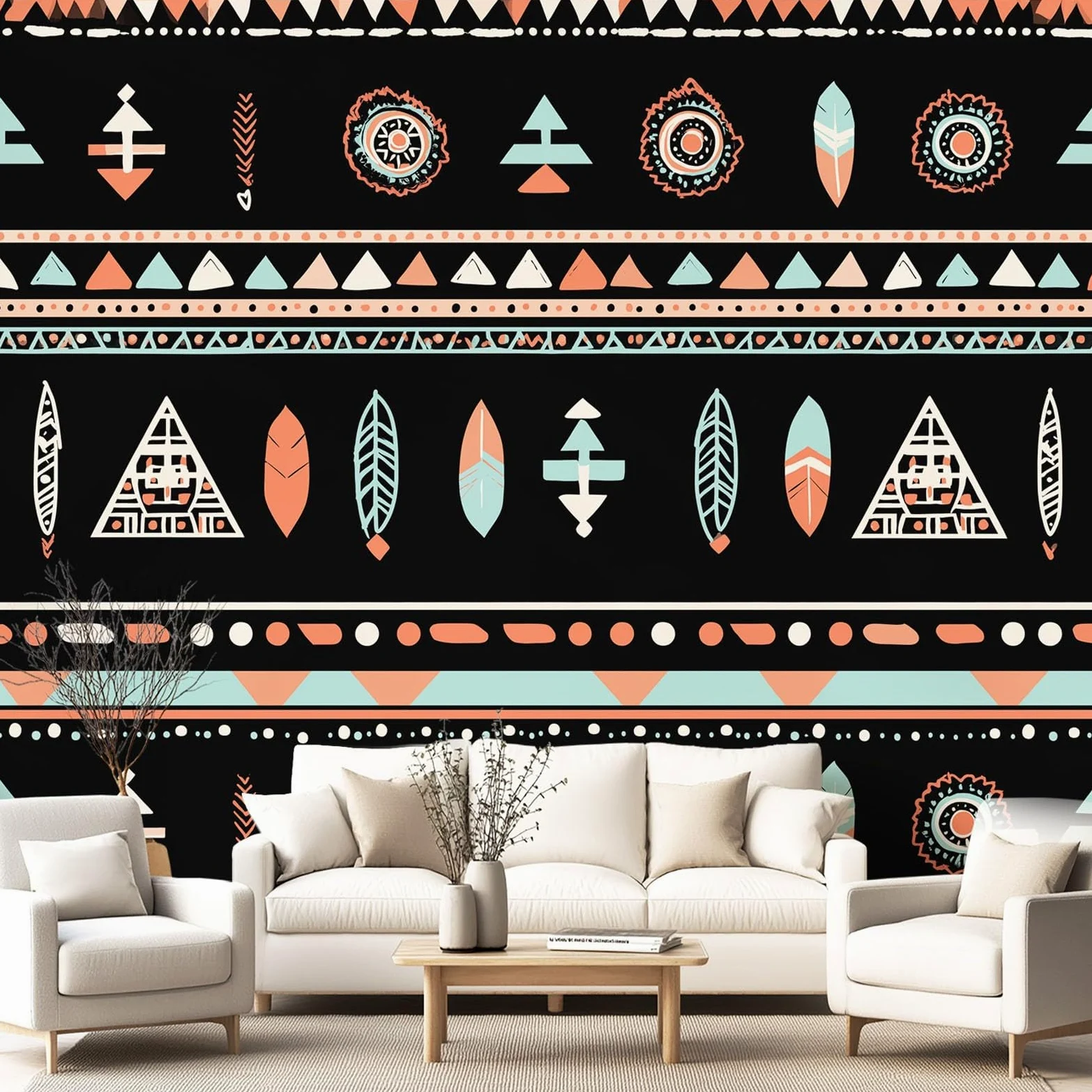 Fototapeta indiańska, plemienna tapeta etno, 350 x 250 cm, włóknina, dekoracja ścienna, tapeta ścienna, dekoracja ścienna, tapeta dekoracyjna, tapeta do gabinetu, salonu, restauracji, totem