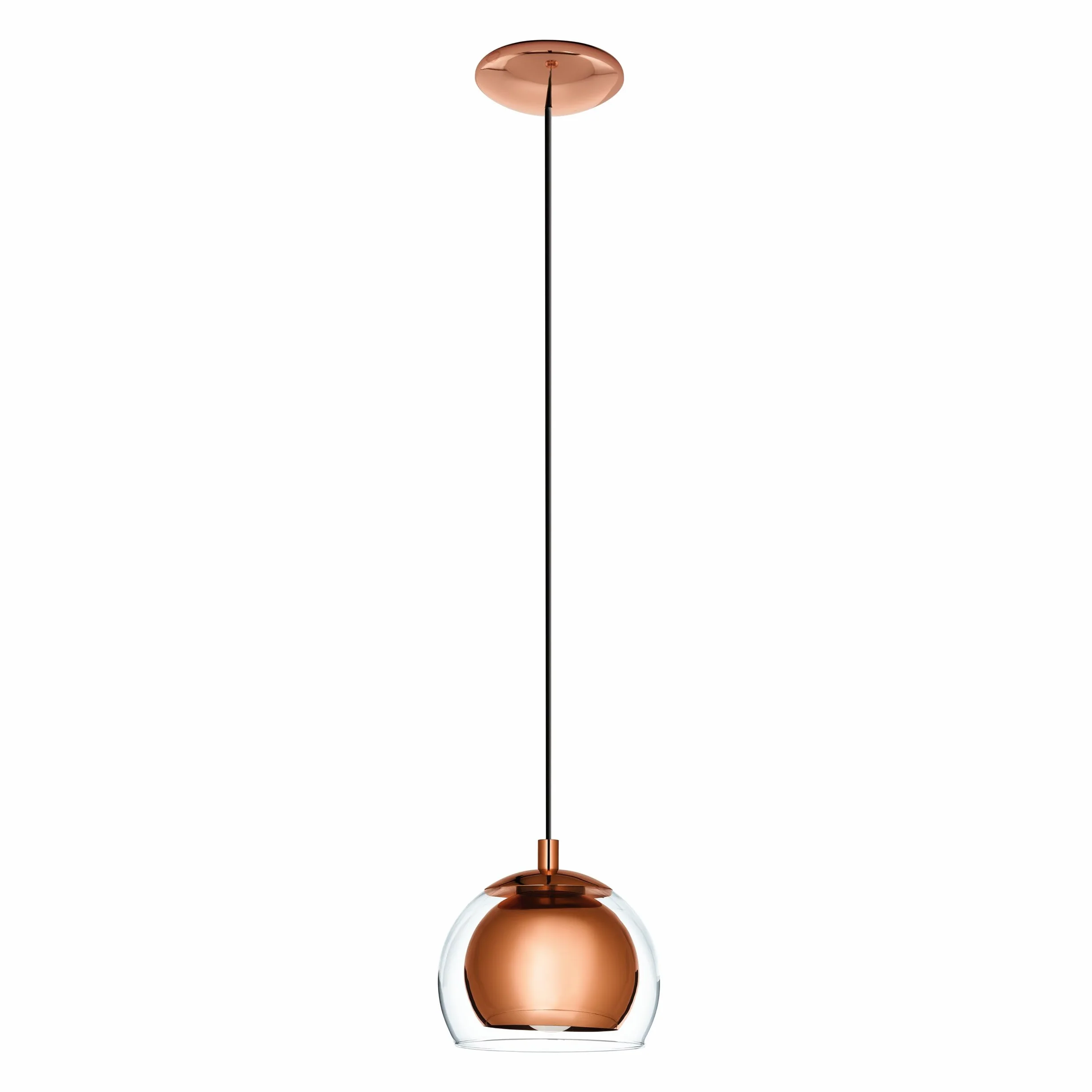 EGLO lampa wisząca Rocamar, 1-płomienna lampa sufitowa | metalowa lampa wisząca w kolorze miedzi z przezroczystym szkłem, lampa do jadalni, lampa do salonu z oprawką E27
