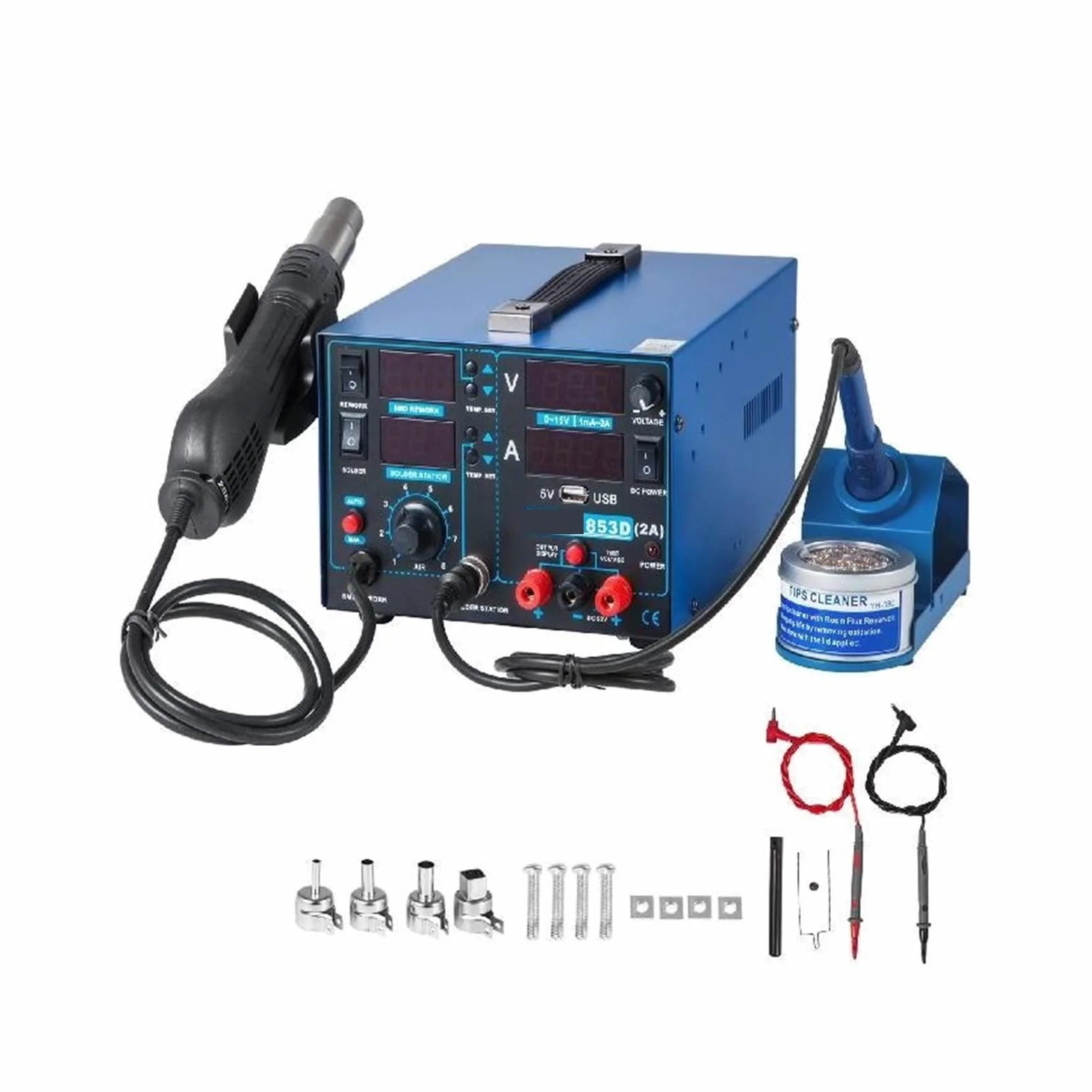 853D-USB 2A SMD opalarka na gorące powietrze przeróbka stacja lutownicza 15V moc wyjściowa 3w1 naprawa rozlutownica płytka BGA Aby osiągnąć dużą stabilność