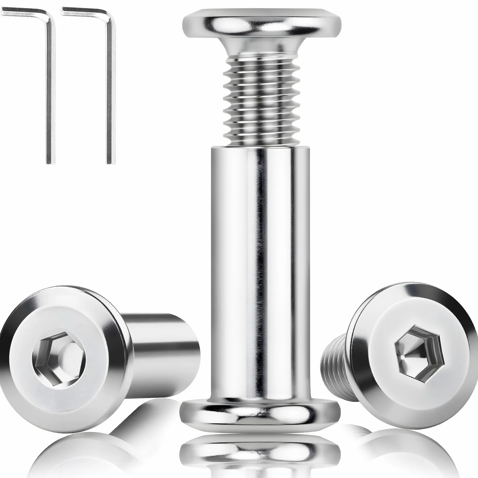 20 szt. Tulejki śrubowe M6x30mm, śruby tulejowe, śruby łączące, łączniki do szafek, śruby do połączeń mebli, tuleje gwintowane, tuleje śrubowe, śruby do mebli z tulejką do szafek, łączników, desek