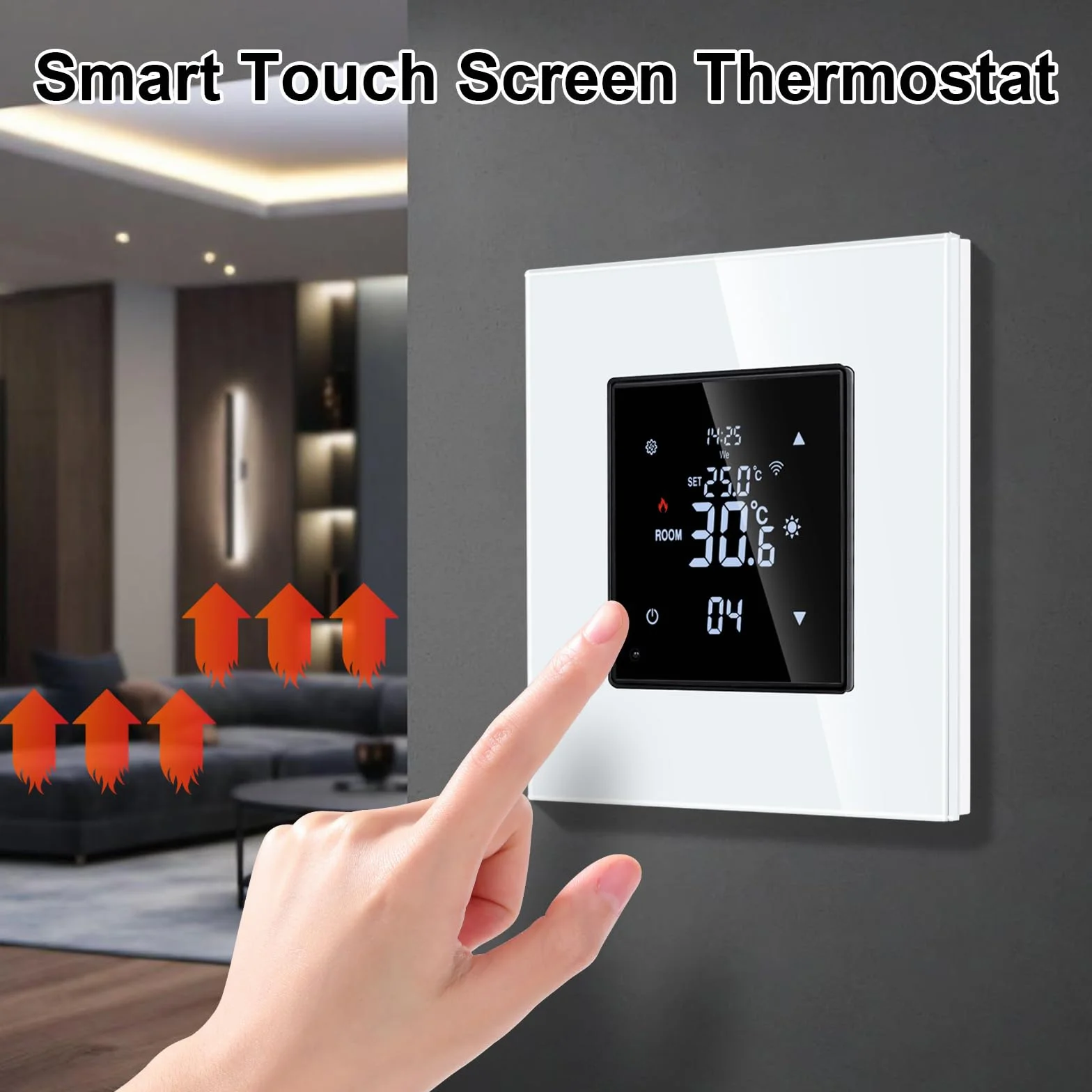 JIMEIDA Inteligentny termostat, biała komora grzewcza podłogowa z Alexa Echo, Google Assistant, komora stałej temperatury do ogrzewania elektrycznego i regulacji temperatury ogrzewania