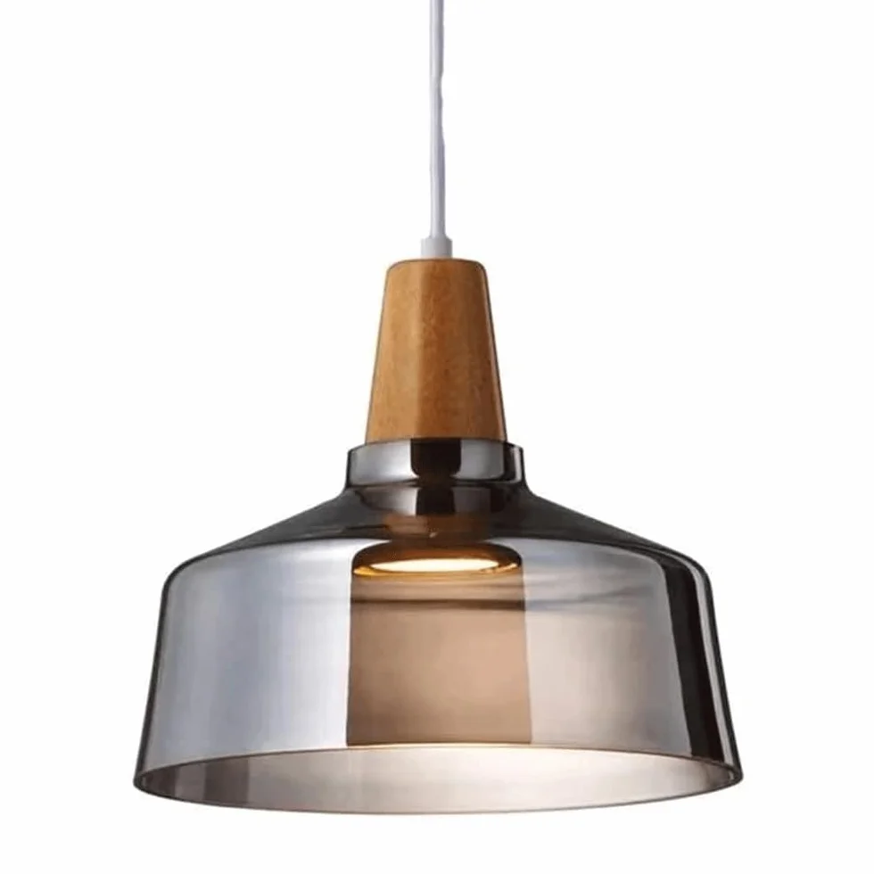 Lampa wisząca w stylu nordyckim z drewnianym uchwytem, ​​szklany klosz wisząca lampa sufitowa, żyrandol do oświetlenia wewnętrznego E27, salon sypialnia dekoracja sufitowa oprawy oświetleniowe
