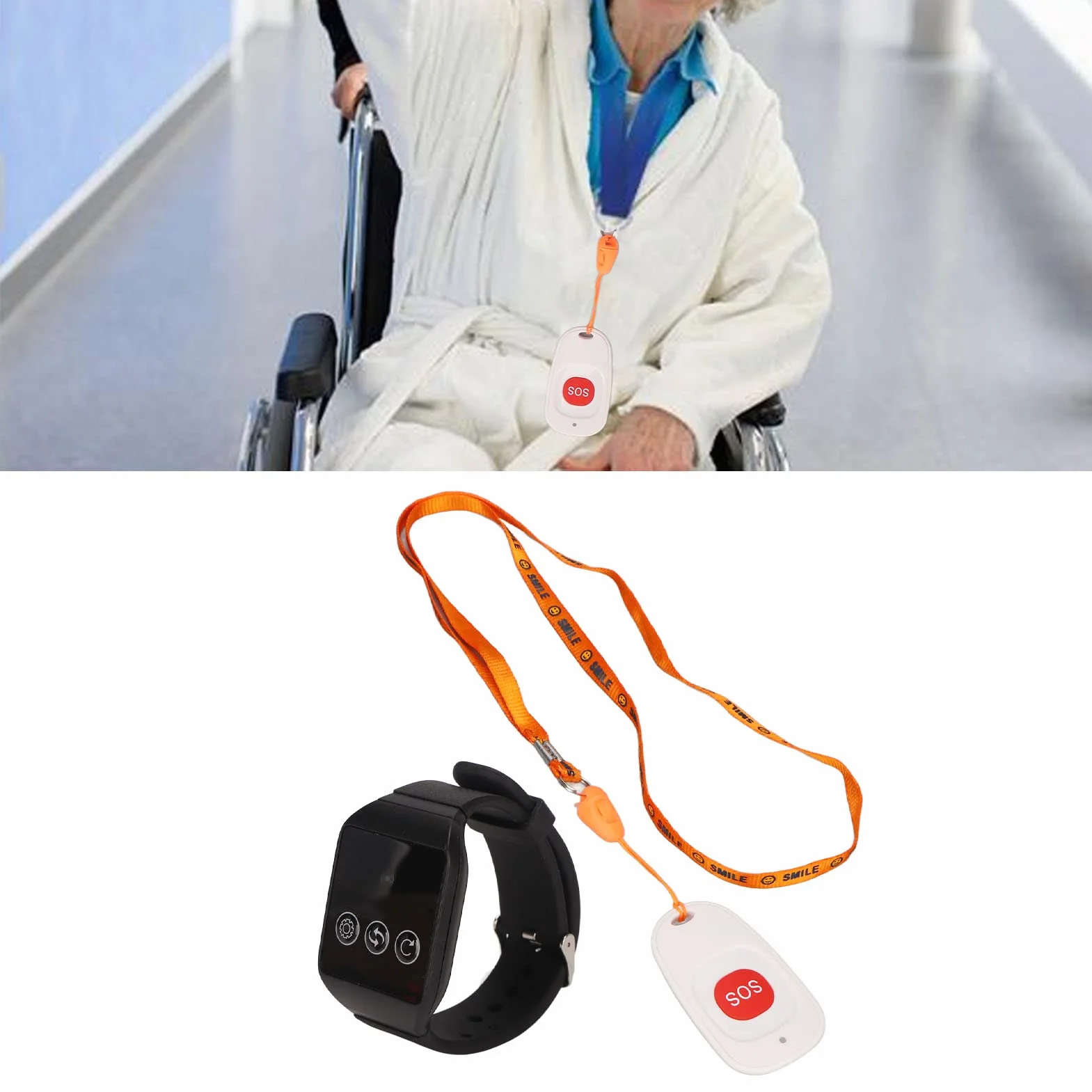 Bezprzewodowy Pager Opiekuna SOS Zdalny System Ostrzegania Pielęgniarki ze Smyczą