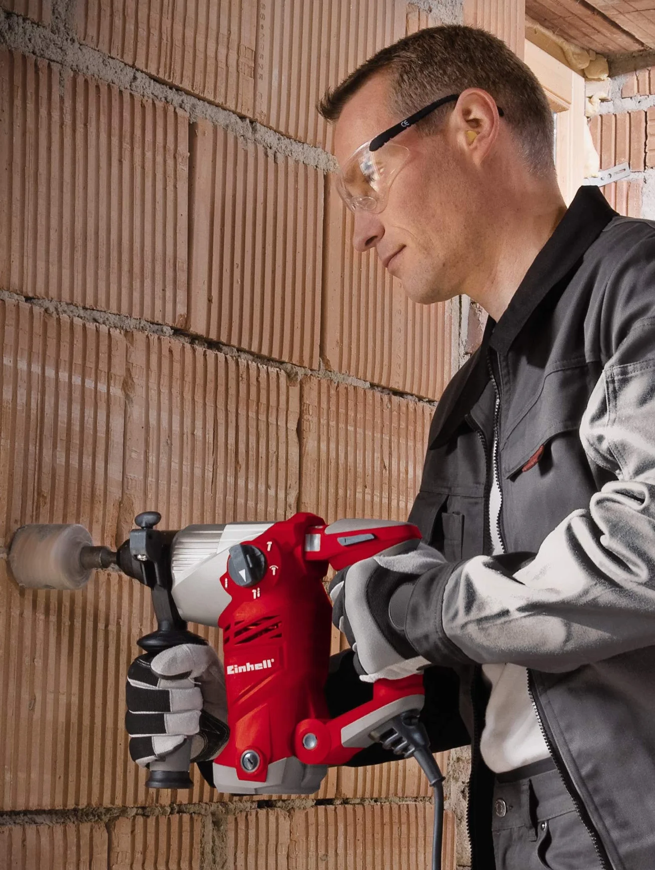 Einhell Młotowiertarka TE-RH 32 E (1250 W, 5 J, średnica wiercenia Ø 32 mm, uchwyt SDS-Plus, metalowy ogranicznik głębokości, tłumienie wibracji ze wskaźnikiem nacisku, walizka)