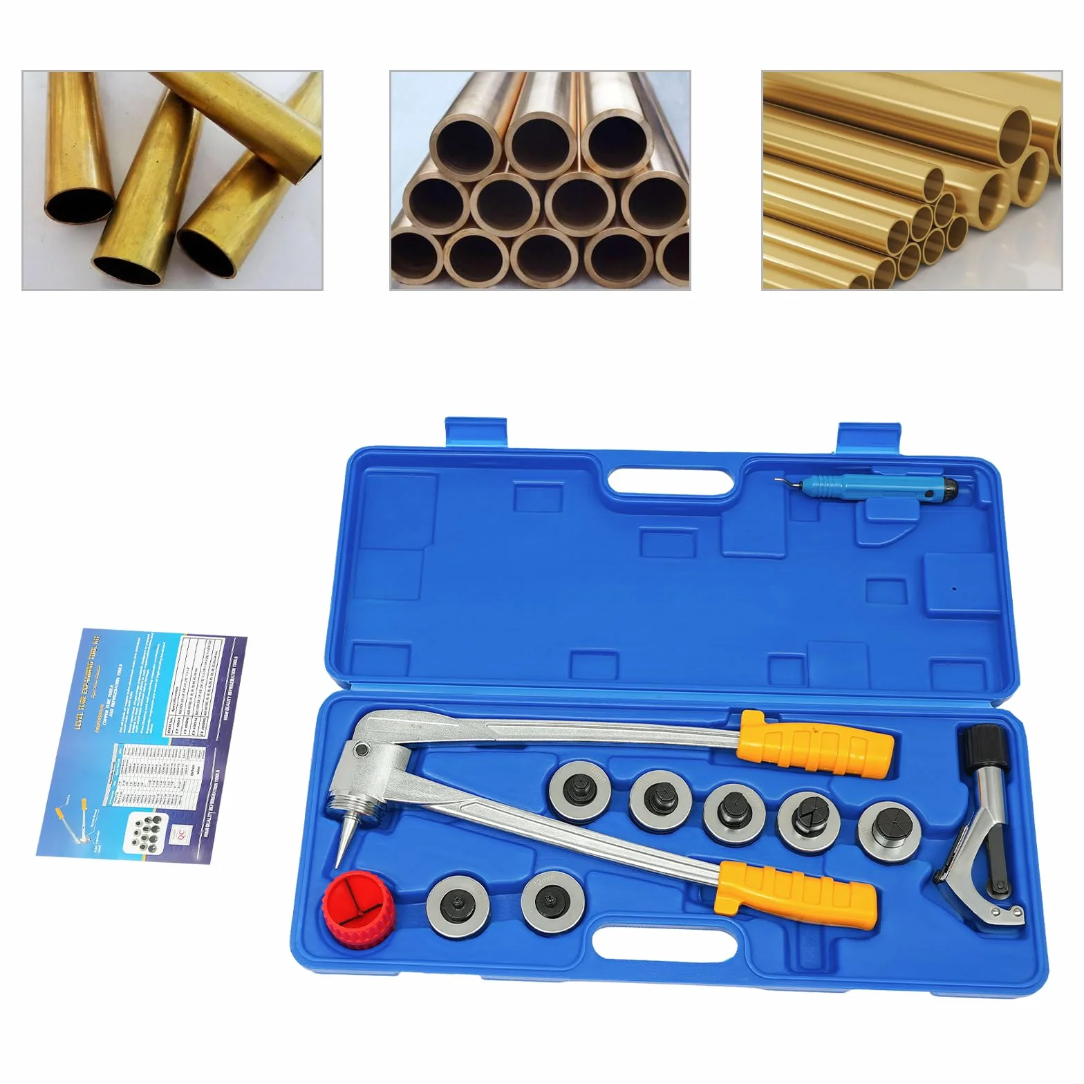 Zestaw do rozsypywania rur, 10-28 mm, z 7 głowicami rozszerzającymi, ręczny zestaw do wytłaczania rur, szczypce do rur miedzianych, aluminiowych i elastycznych stalowych