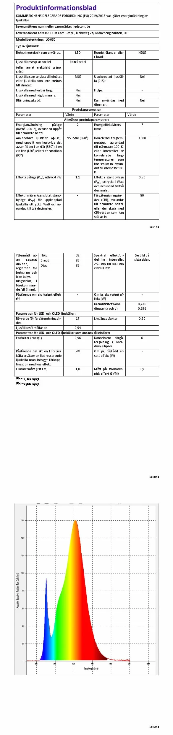 ledscom.de 10 Lampa schodowa LED/wpuszczana lampa ścienna FEX do użytku wewnątrz i na zewnątrz, okrągła, Ø 85 mm, ciepła biel