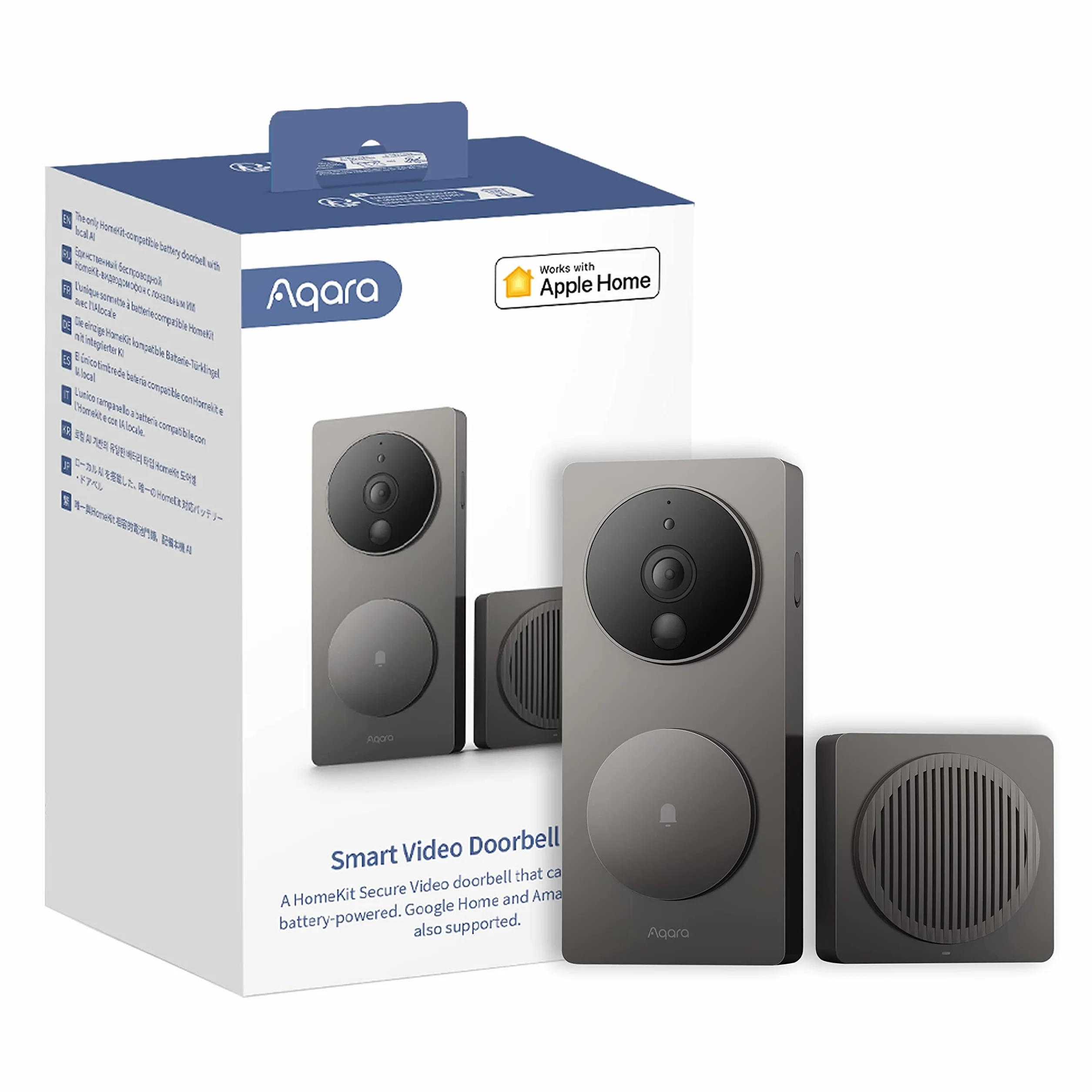 Aqara Inteligentny wideodomofon G4, 1080p FHD Wideodomofon HomeKit Secure Video, Lokalne Rozpoznawanie Twarzy i Automatyzacja, Bezprzewodowe Lub Przewodowe, Obsługuje Apple Home, Alexa, Google, Szary