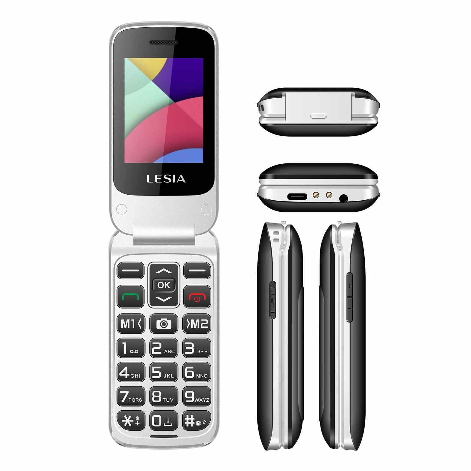 Telefon komórkowy z klapką dla seniorów 4G LTE duże przyciski podwójny ekran 6.1 cm 4.5 cm odblokowany