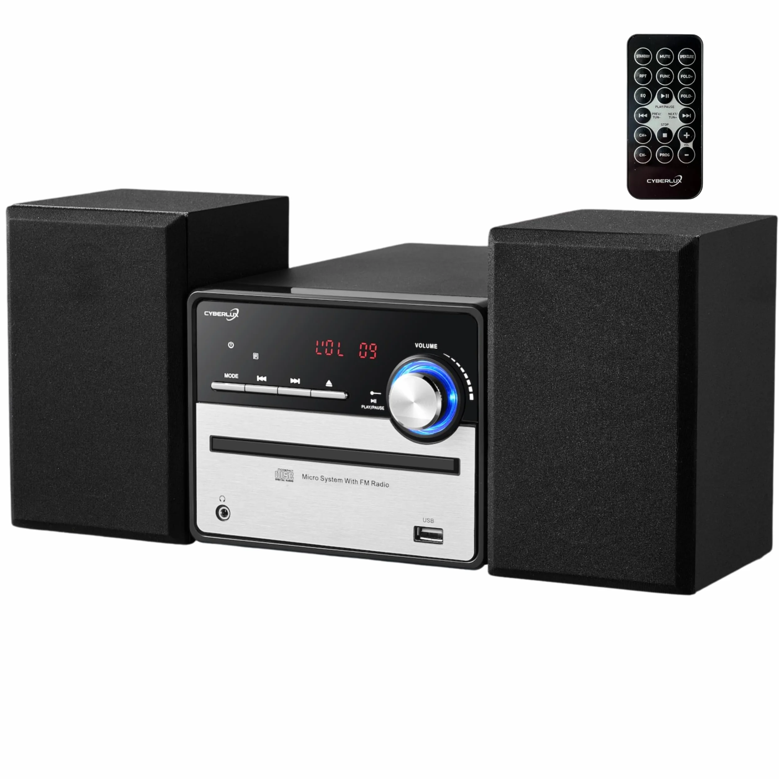 Retro zestaw muzyczny HiFi stereo wieża z głośnikami CD MP3 radio FM USB LED