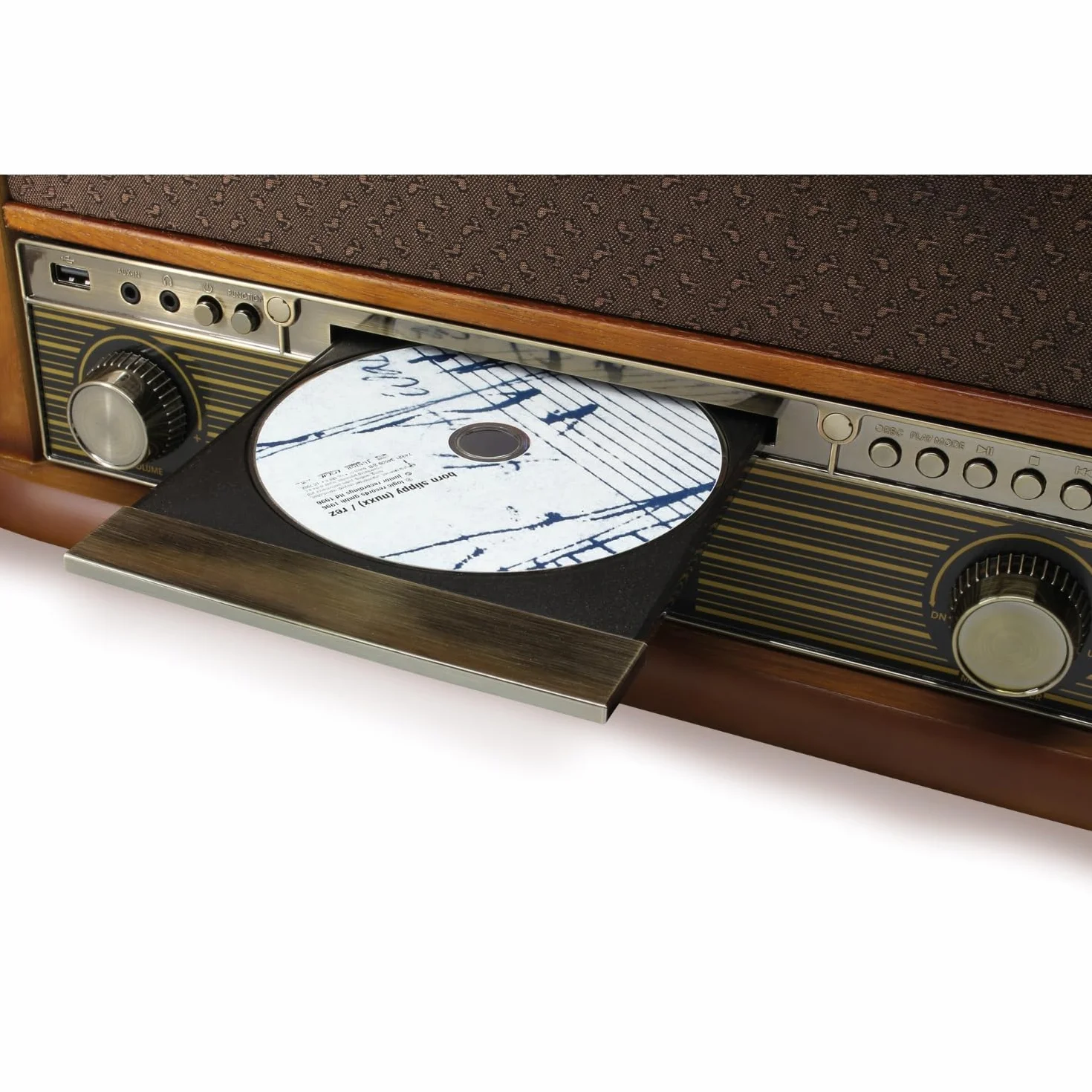 Soundmaster NR566BR Nostalgie Stereo DAB+ FM radio cyfrowe z gramofonem wraz z systemem odbiornika dźwięku magnetycznego Audio Technica, CD/MP3, USB, kaseta, Bluetooth i kodowanie retro