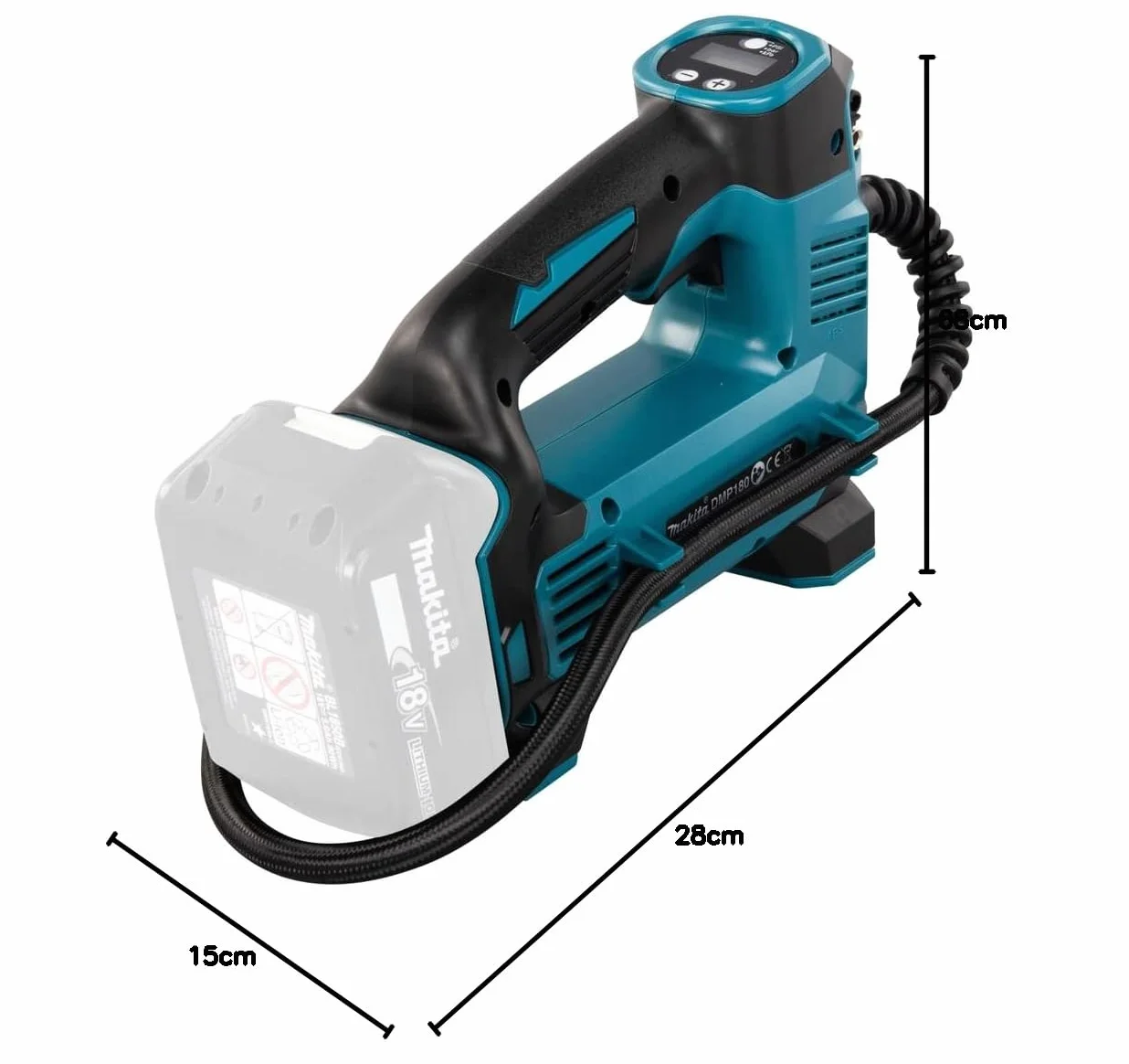 Makita DMP180Z Kompresor, Niebieski/Czarny, 12 l