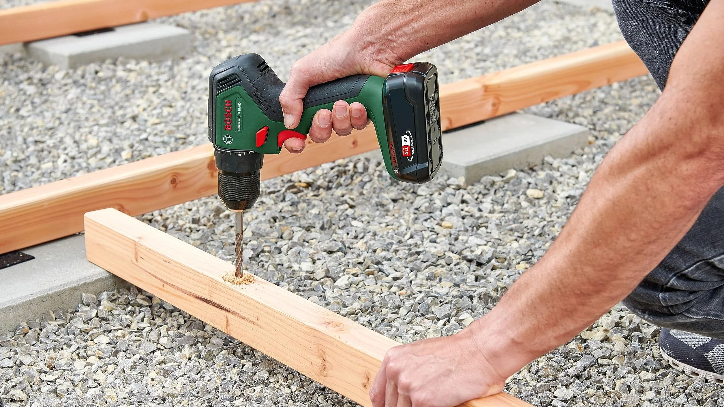 Bosch Home and Garden Universaldrill 18V-60 Wiertarka Akumulatorowa, Zielony/Czarny, 18 V