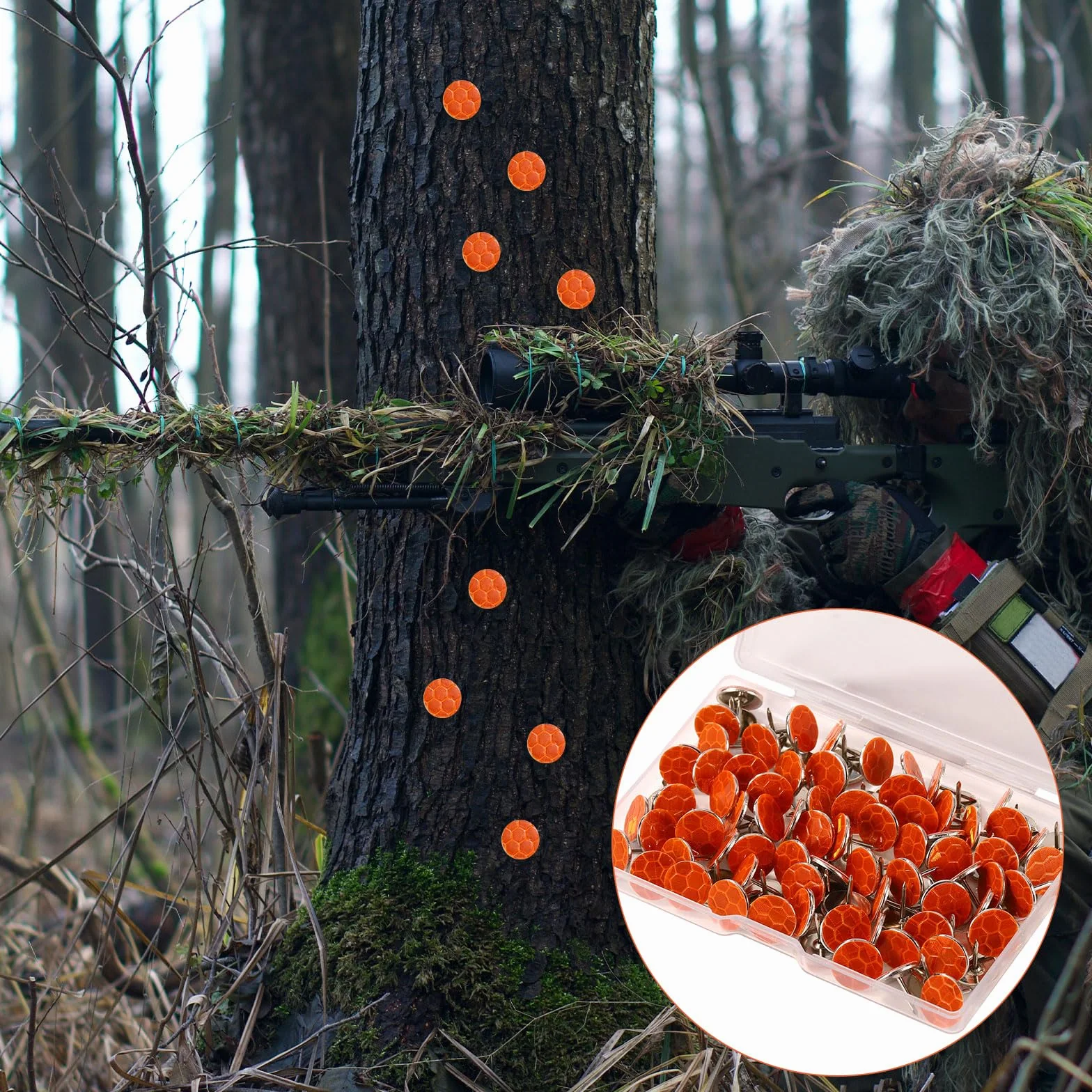 100szt Odblaskowe Pinezki do Znakowania Szlaków, Pinezki Swiecace Odblaskowe Znaczniki Szlaków Odblaskowe Pinezki do Polowan Wedrówek Pieszych Kempingu Stojaka Drzewa