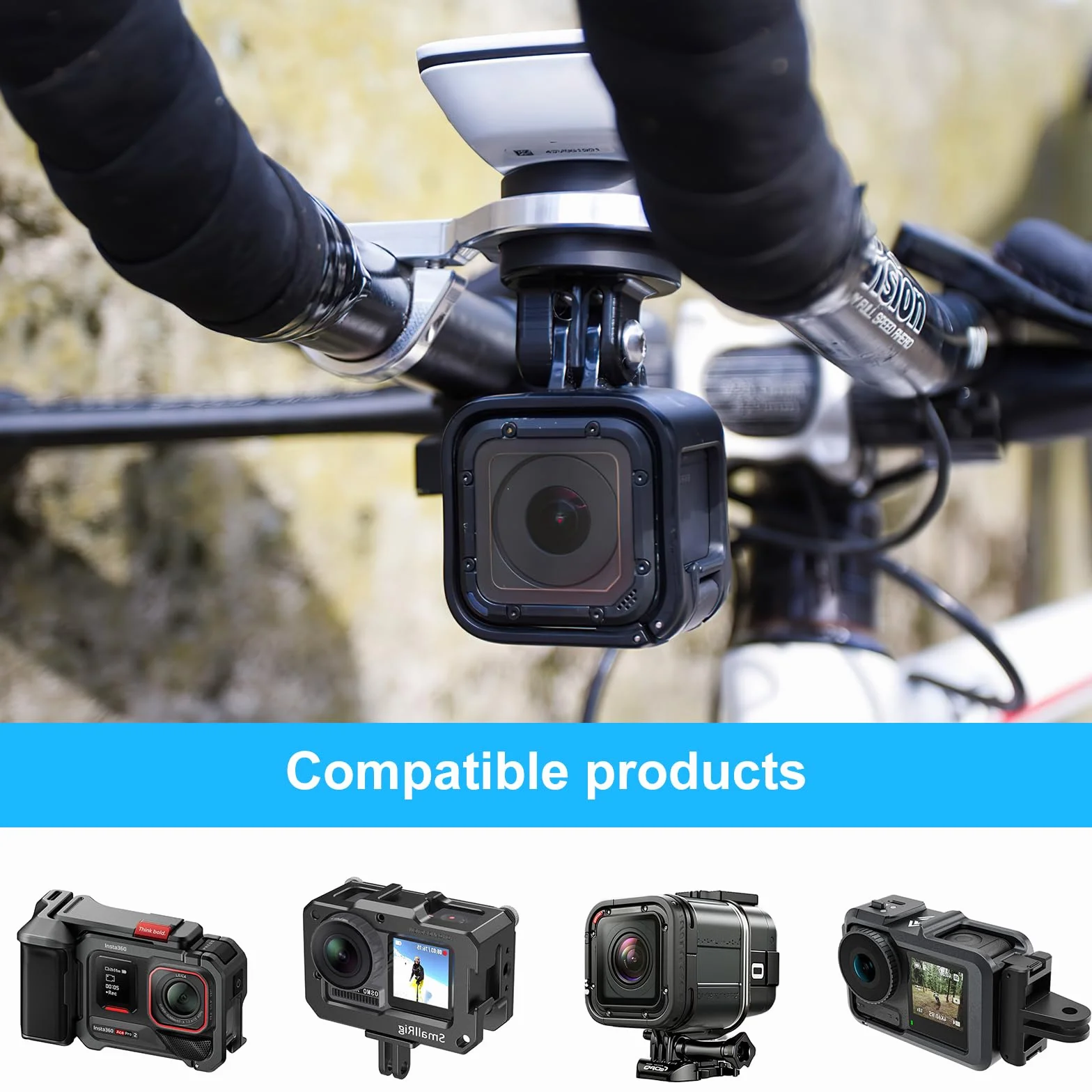VOSSOT Uniwersalny uchwyt rowerowy do Gopro Garmin A Dapter Varia uchwyt Ngmit 20-22 mm odstęp między otworami Gopro uchwyt na rower, mocowanie do Garmin, adapter stabilne połączenie oświetlenia