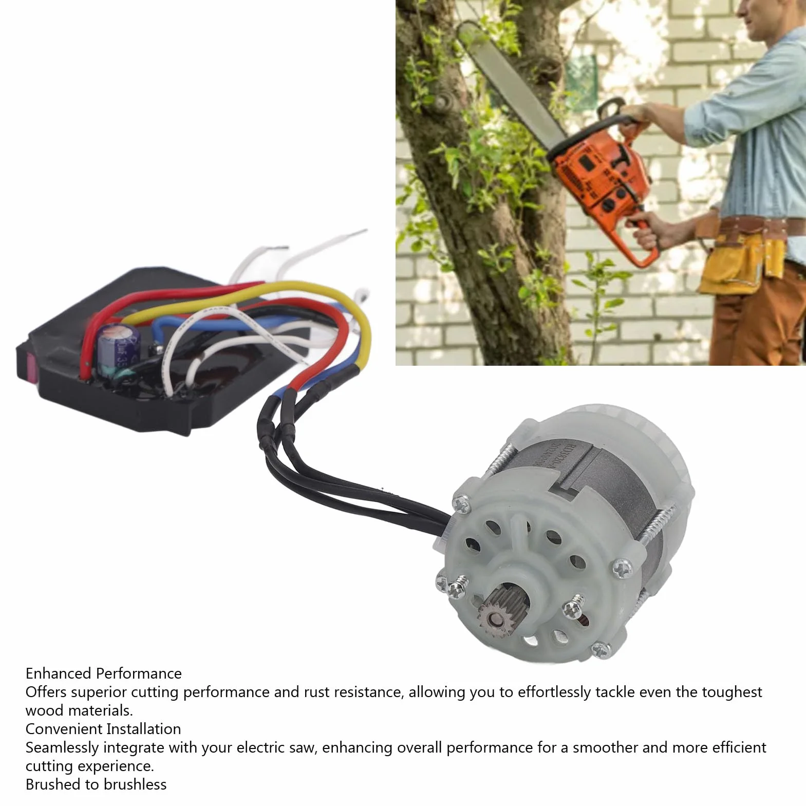 Haofy Silnik Elektryczny Mini Piły, Bezszczotkowy Silnik 21 V z 14 Zębami do Bezprzewodowej Elektrycznej Piły łańcuchowej 4 6 8 Cali, Wysoka wydajność Cięcia Przy Projektach Typu „zrób to sam”