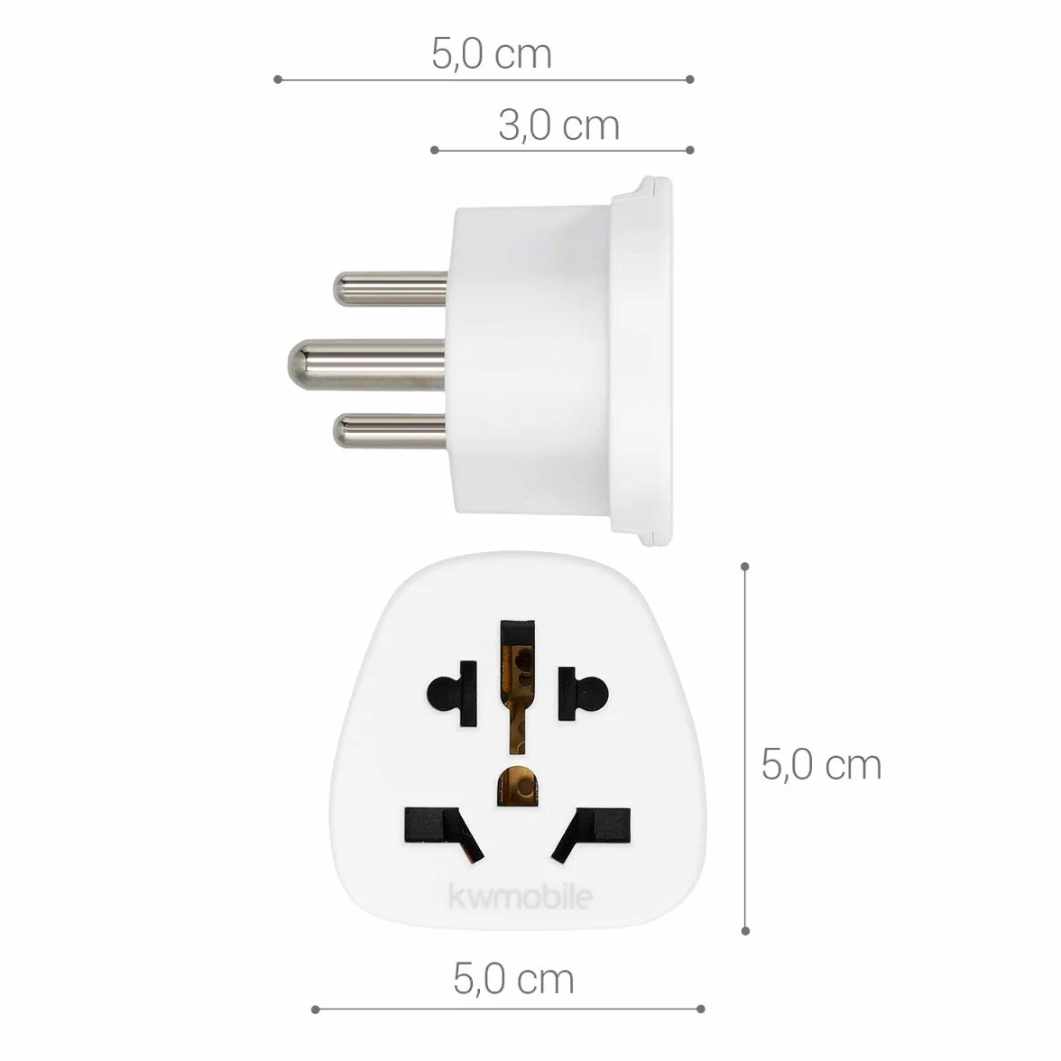 kwmobile 2 x adapter podróżny typu D - 2x uniwersalny adapter wtykowy - złącze India Sri Lanka - Złącza wtykowe białe