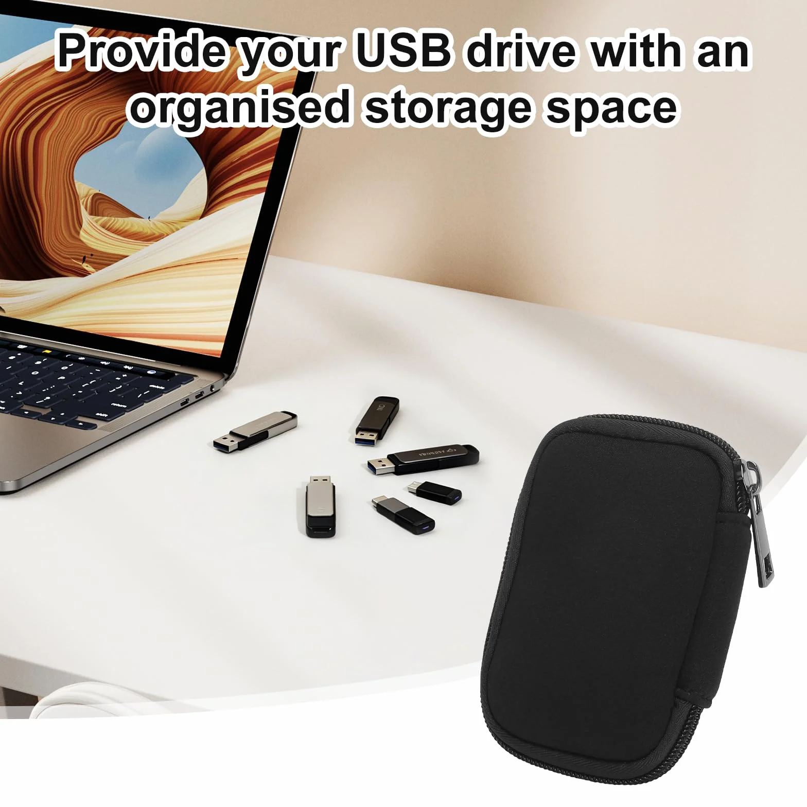 Torba na pendrive USB organizer 6 sztuk czarna