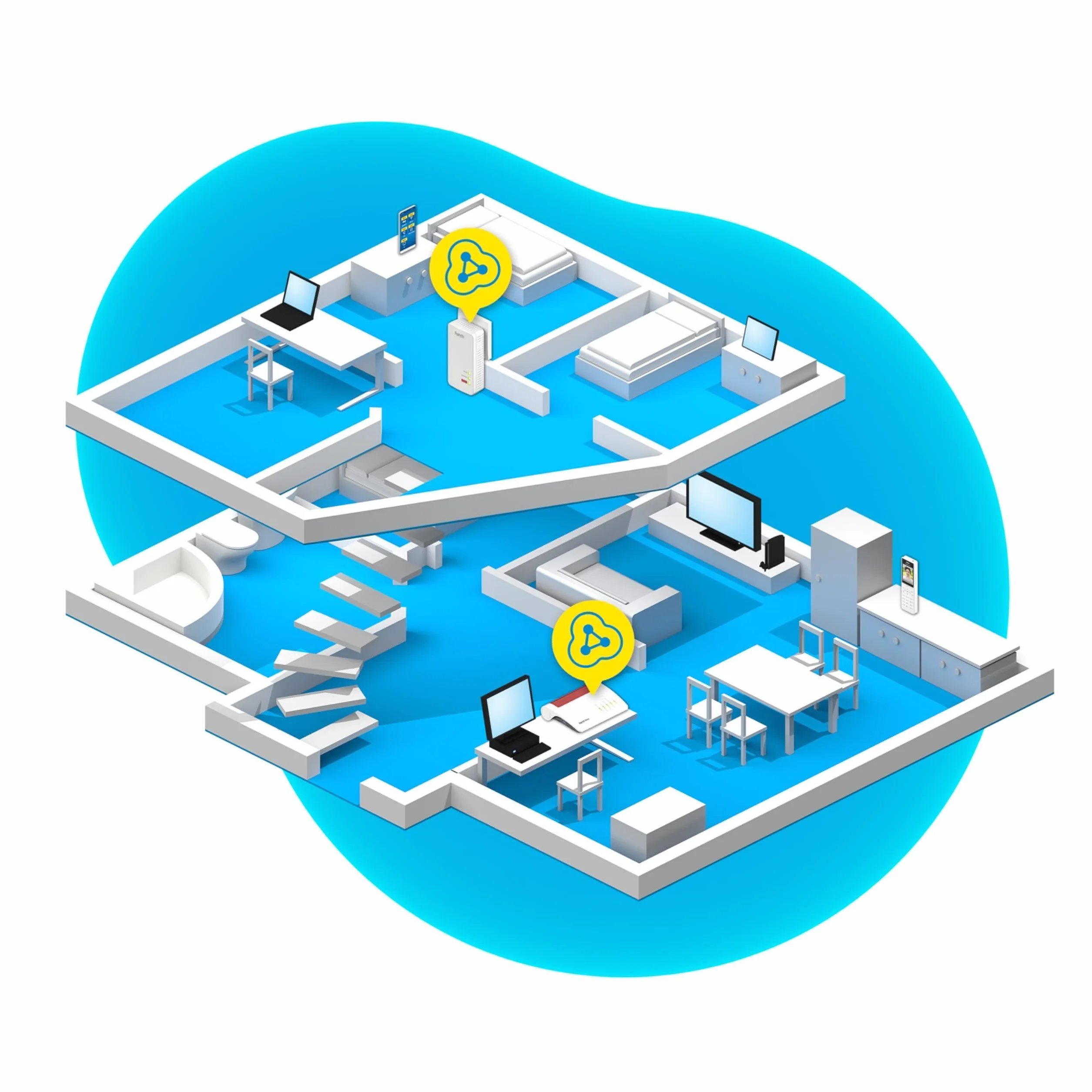 AVM FRITZ!Powerline 1260 Single WLAN Powerline 1200 Mbit/s Gigabit LAN Adapter