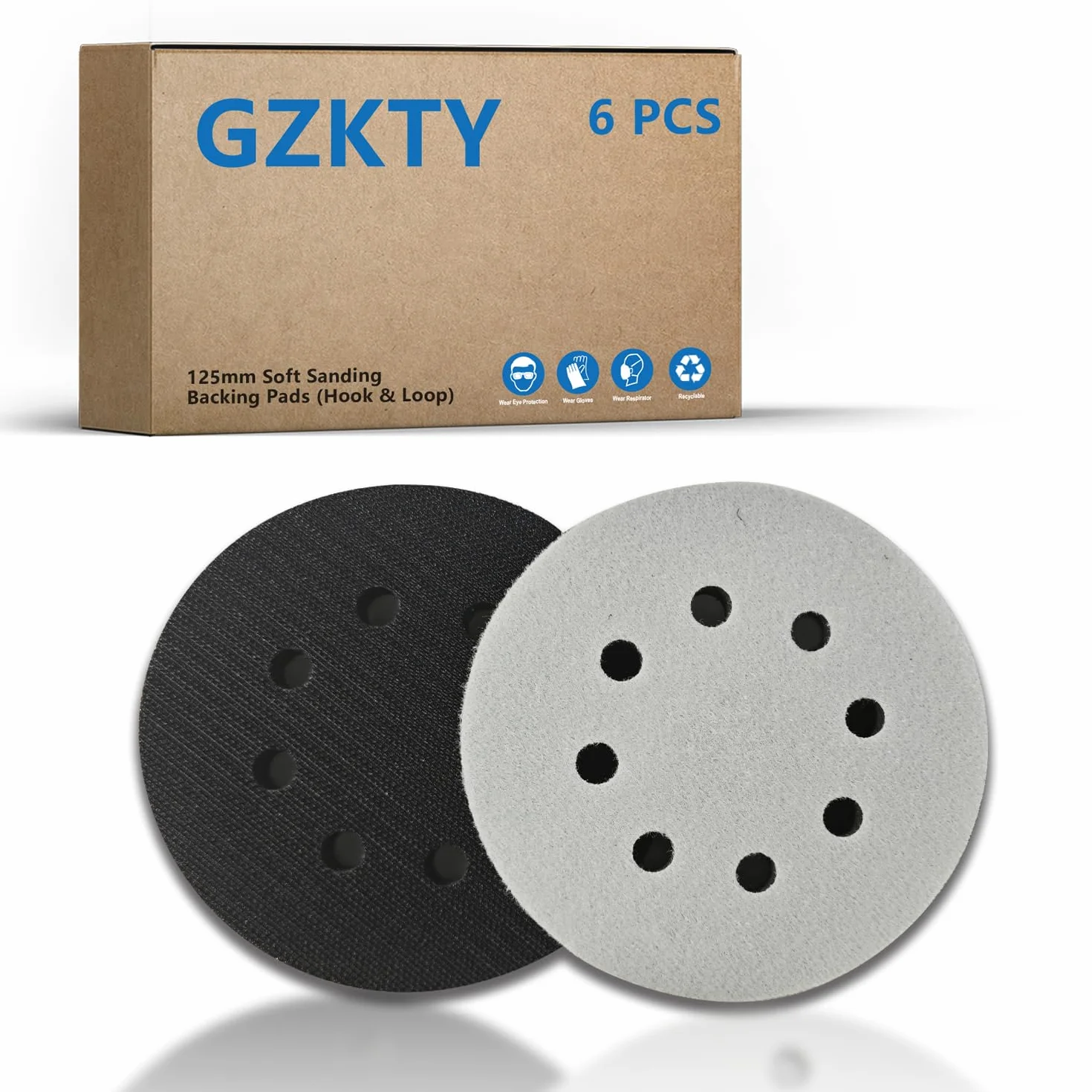 6 szt. 125 mm papier ścierny, szlifierki mimośrodowe, amortyzator polerski, mimośrodowe tarcze szlifierskie, 8 otworów, materiał ścierny do szlifierek mimośrodowych, szlifierek, polerek, 2 szt